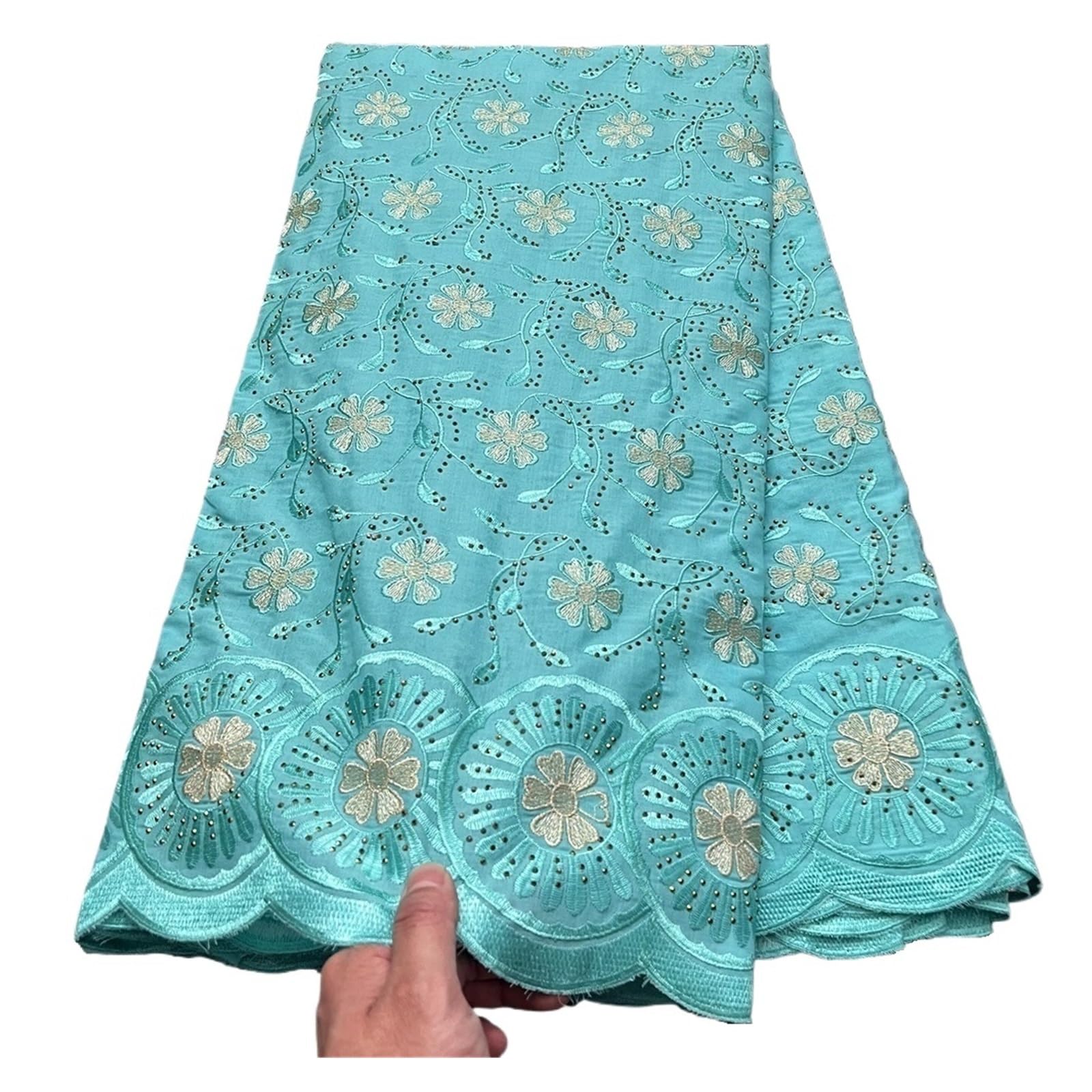 Nigeryjska Afrykańska Haftowana Tiulowa Bawełniana Koronkowa Tkanina Na Imprezę Suknia Ślubna Adamaszek Gipiura Cekiny 5 Stoczni PięKny I Elegancki Design(8)