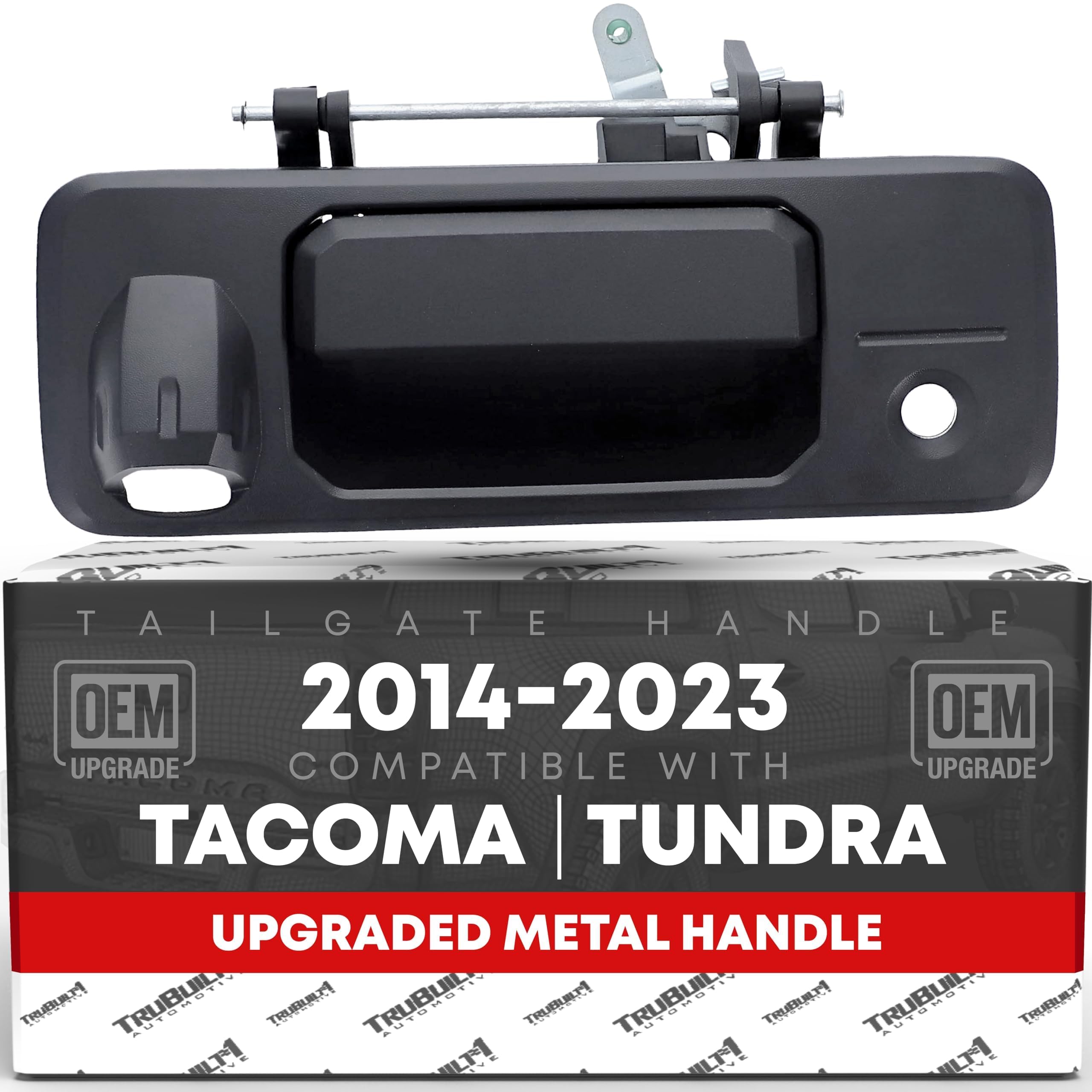 Tailgate Handle Assembly, Upgraded Metal - Compatible with 2014-2022 Toyota Tacoma, Toyota Tundra - Liftgate Latch Assembly, Textured Black - W/Camera