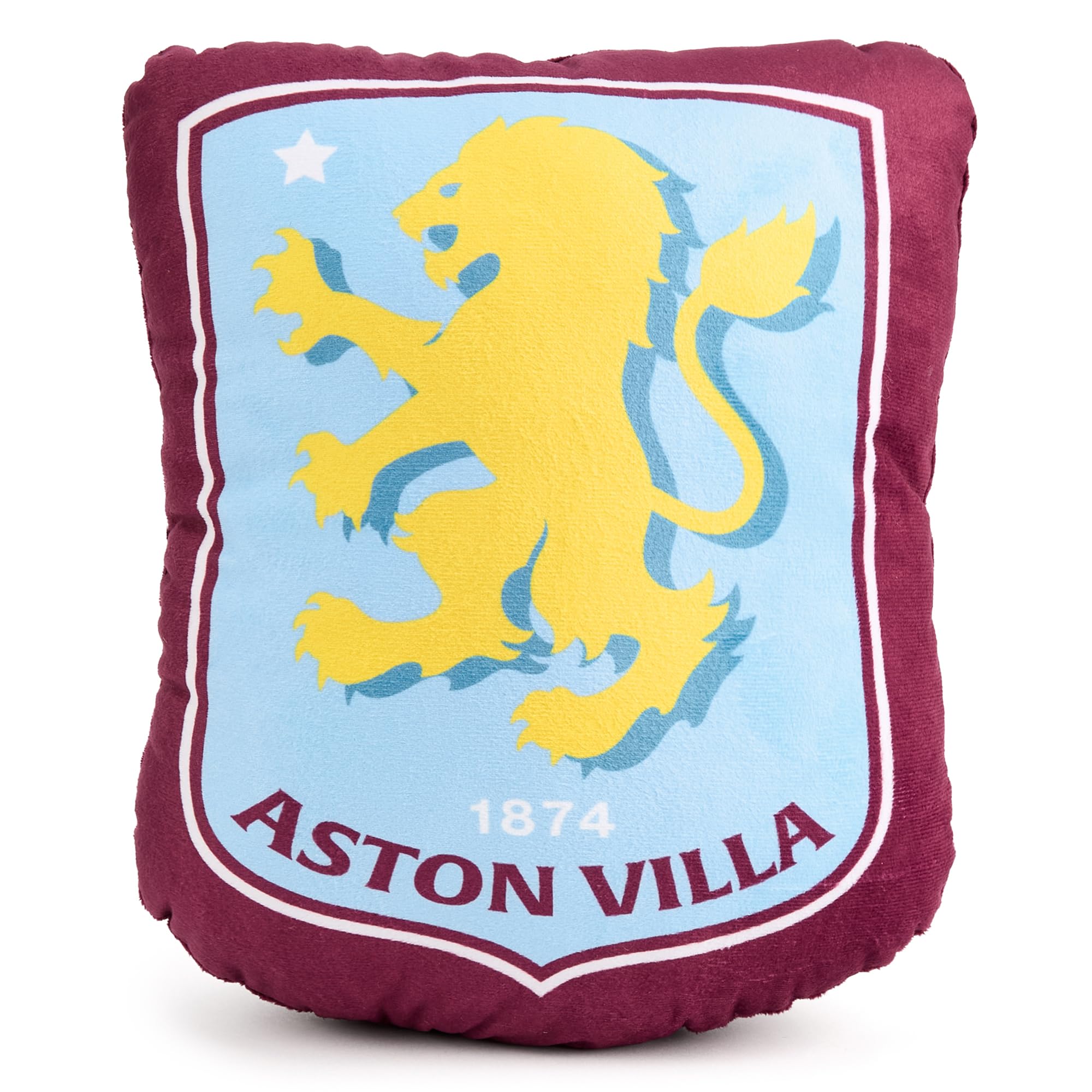 Aston Villa FC Crest Filled Plush Cushion, Official Licensed 28cm Soft Claret & Blue, 28 cm x 22 cm x 12 cm