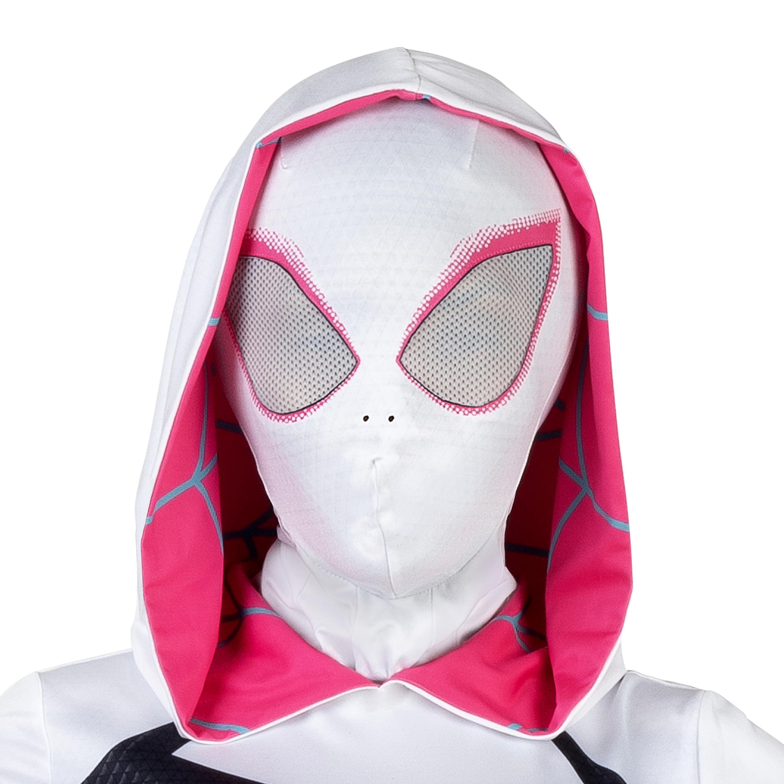 Marvel - Disfraz zentai oficial de Spider-Gwen para adultos, mono de elastano con capucha, diseño estampado y máscara ajustable