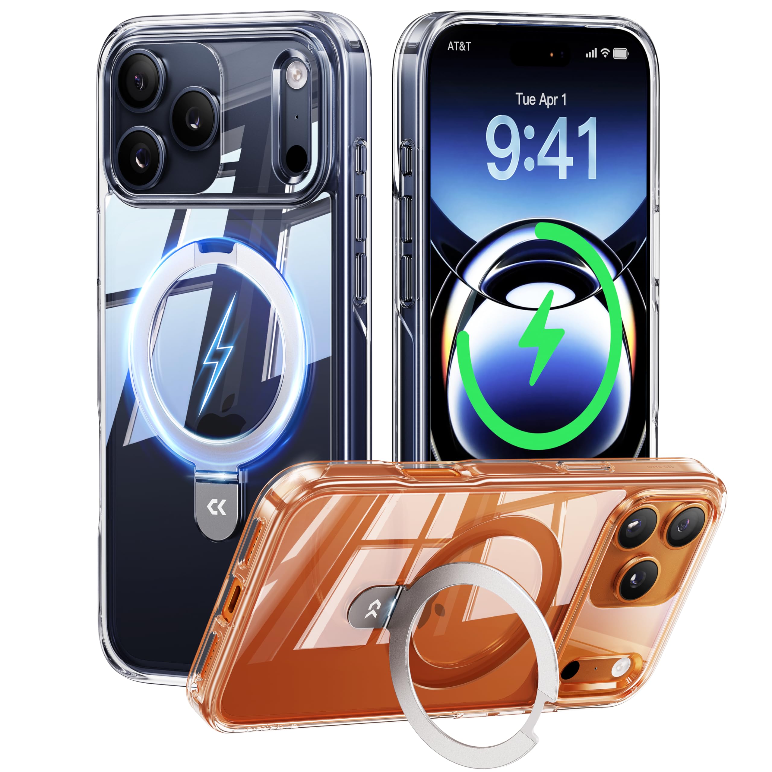 CASEKOO Ultra Magnetic Stand for iPhone 17 Pro Case Clear [Compatible with MagSafe] [16FT Military-Grade Protection] Transparent Slim Phone Ring 17 Pro Phone Cover 6.3 inch, Clear