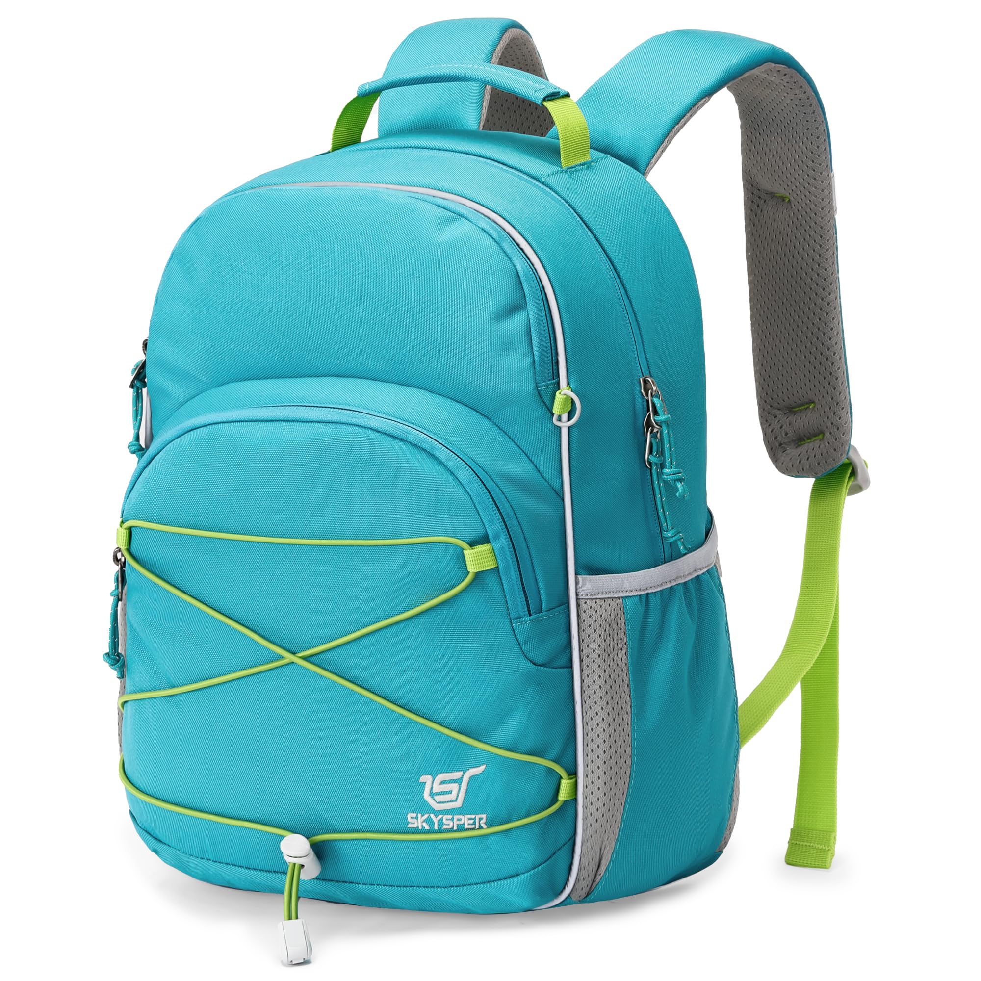 SKYSPER Kinder Rucksack 12L Wanderrucksack mit Brustgurt für Schule und Ausflüge Grün