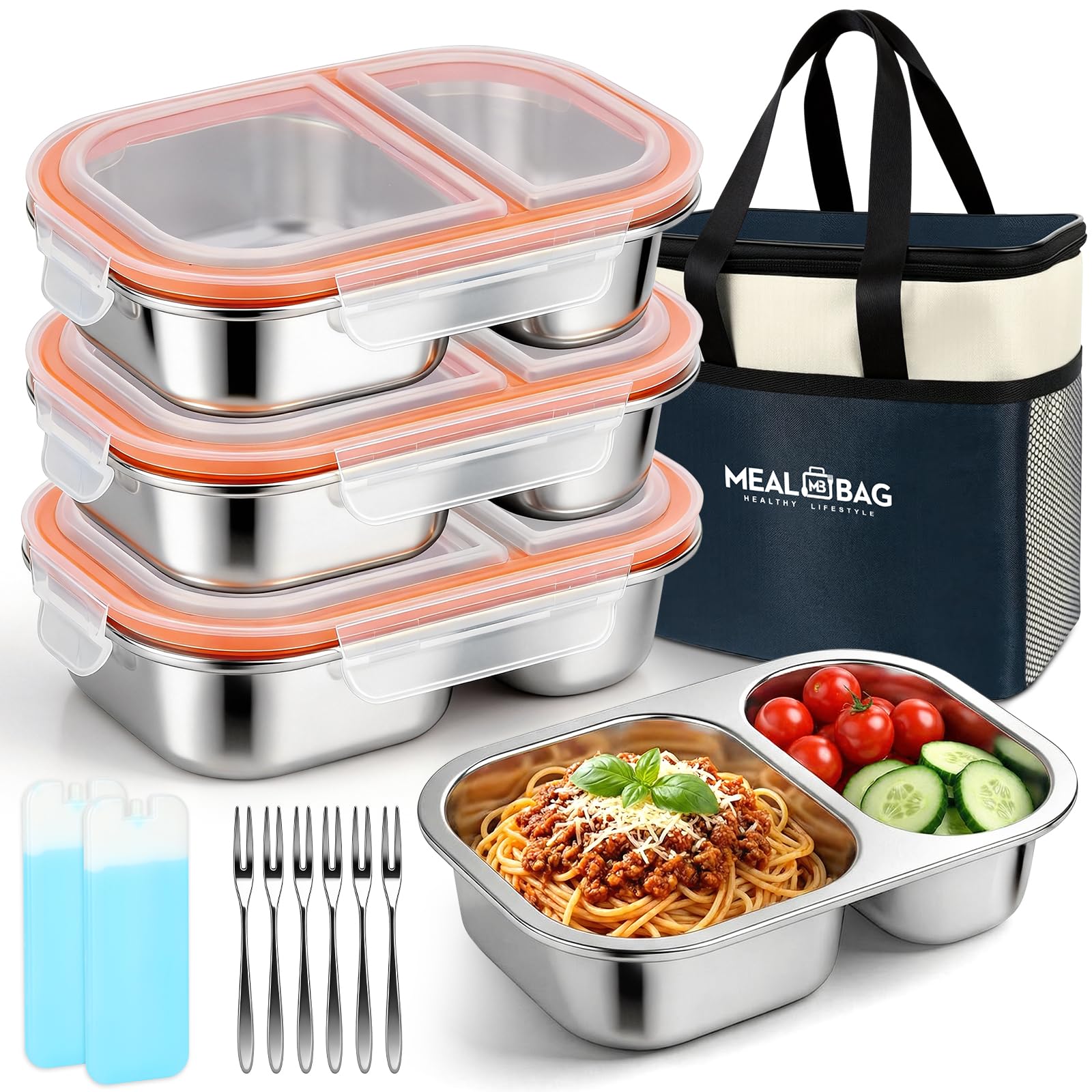XIANKE 3Pack Stainless Steel Lunch Box