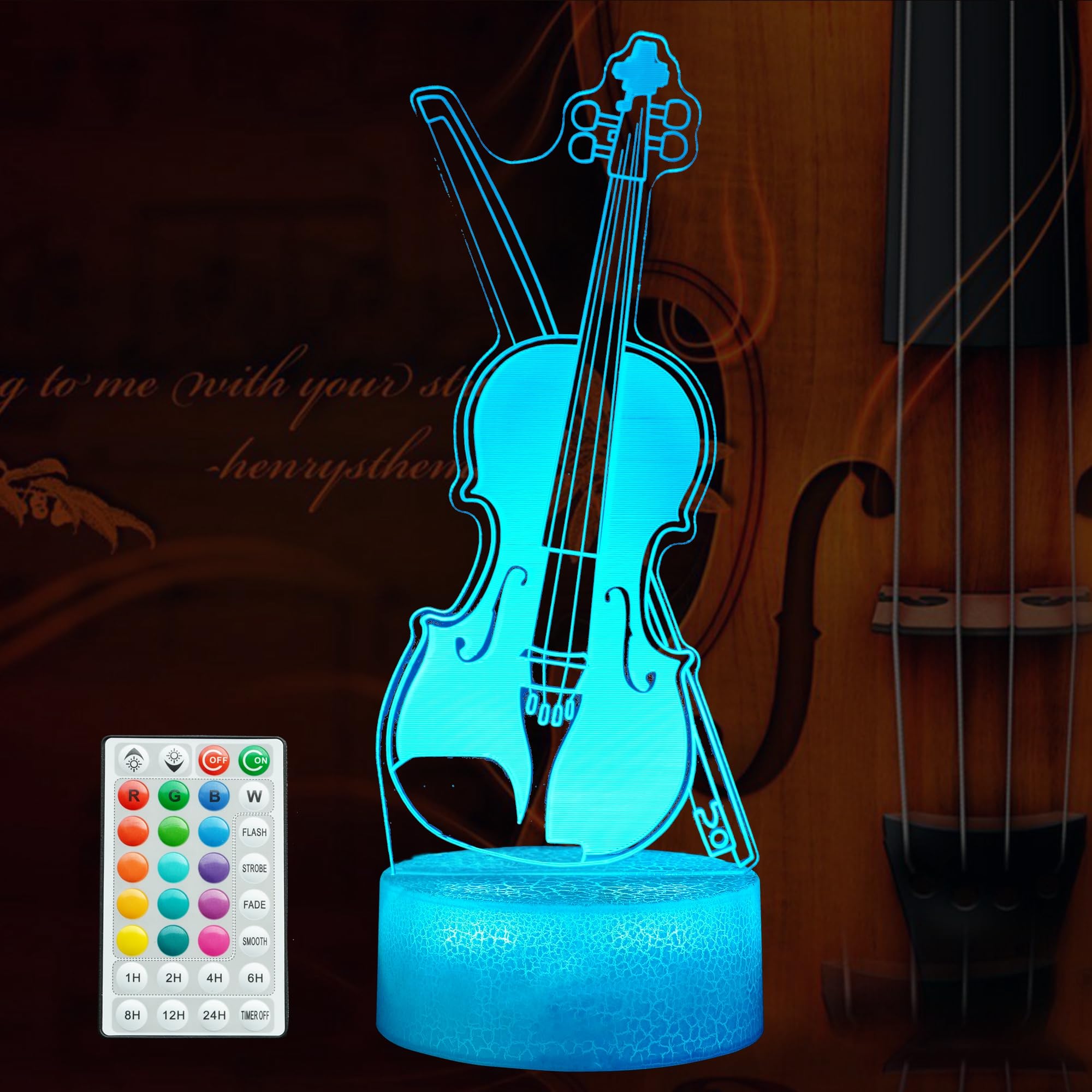 アートランプ　violinist POSSHE Violin Night Light, Violin Gifts, Cello 3D Illusion Lamp