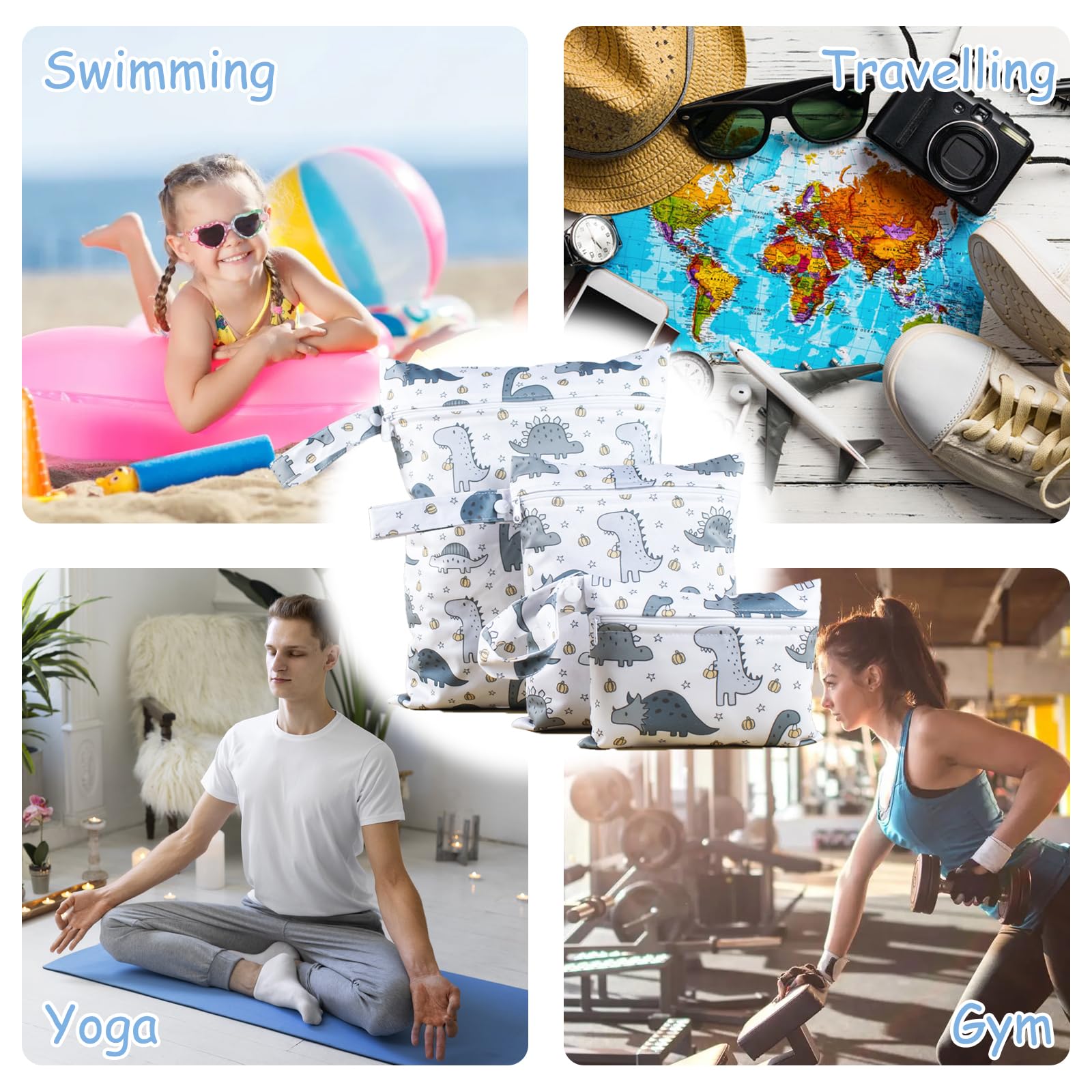 VPB Sac de Couche Réutilisable Imperméable Pochette Lavable Zippé Bébé Piscine Garderie