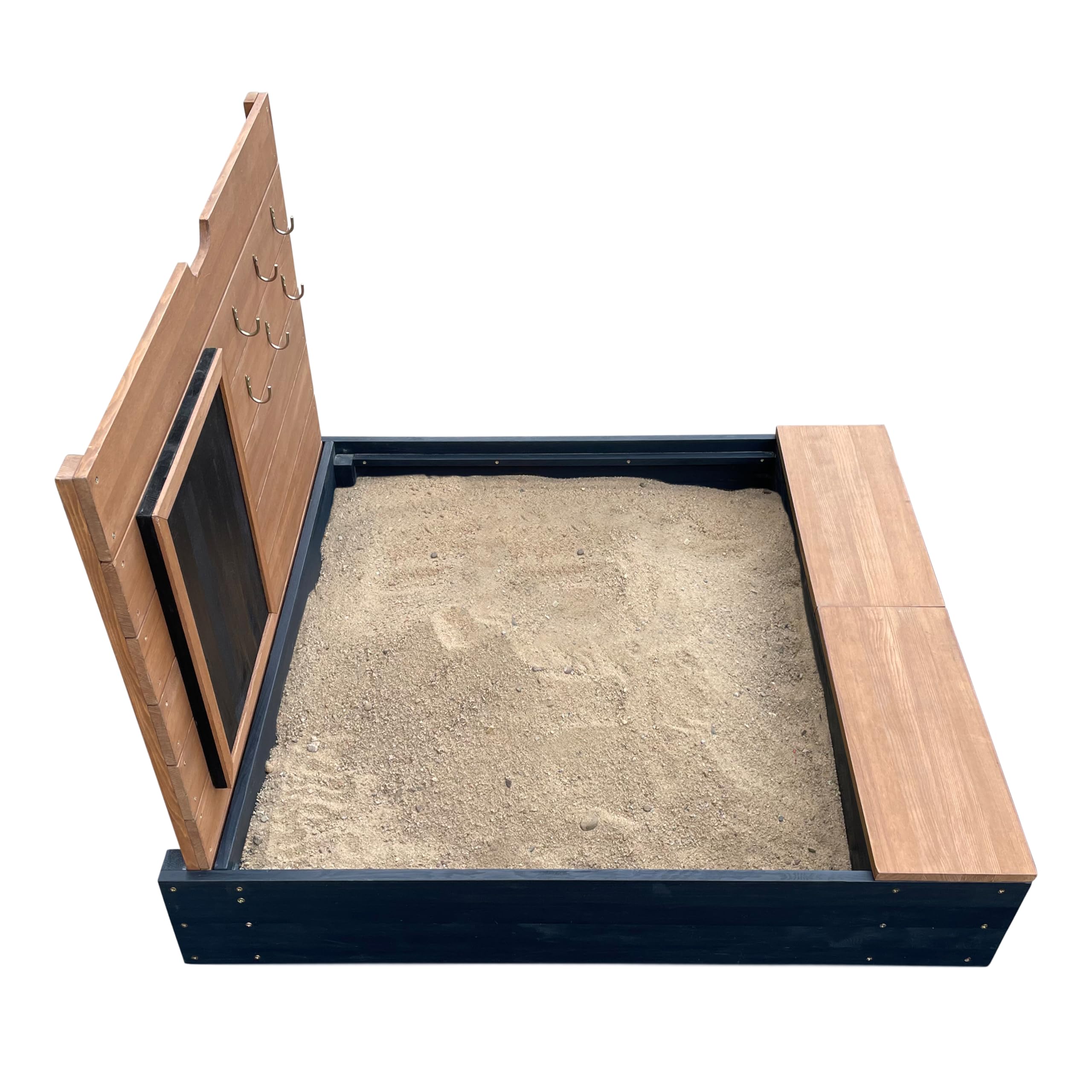AXI | Mandy - Sabbiera con contenitore e coperchio Grigio, Marrone | Sabbiera in legno, legno di Hemlock | Facile da costruire, conservare | Da 3 anni