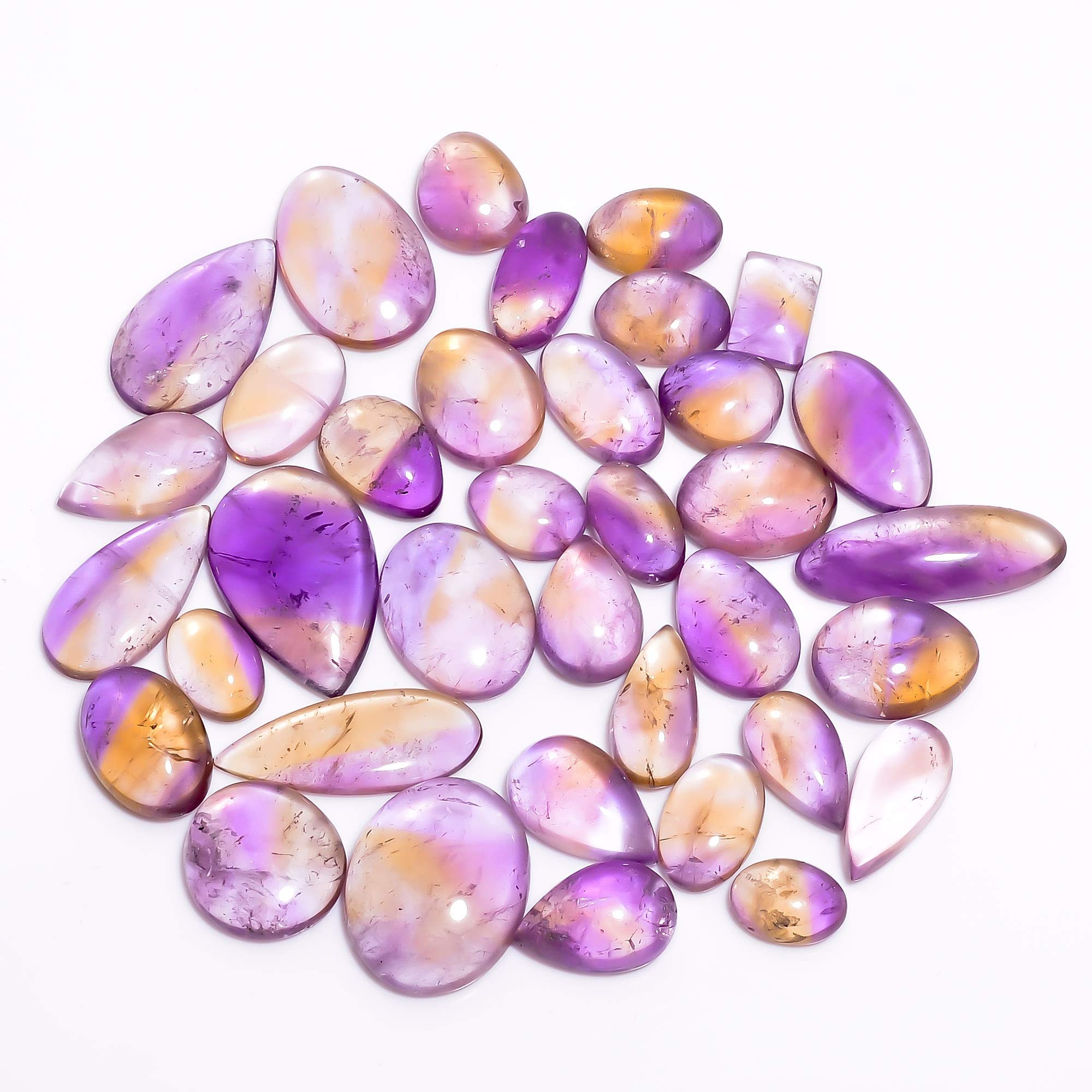 Gemkora 100cts 5 to 8pcs, Ametrine Gemstones Cabochons, Jewelry Making Loose Gemstone, Polished Gems, DIY, Wire Wrapping, Reiki, Wikka, Healing Crystals, Bulk Gemstone Deal