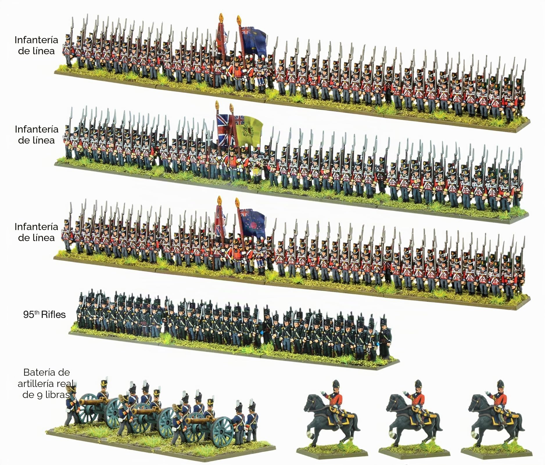 Juego de iniciación napoleónico británico – Miniaturas de plástico a Escala épica para Polvo Negro, miniaturas de la era napoleónica Altamente detalladas para Juegos de Guerra de Mesa