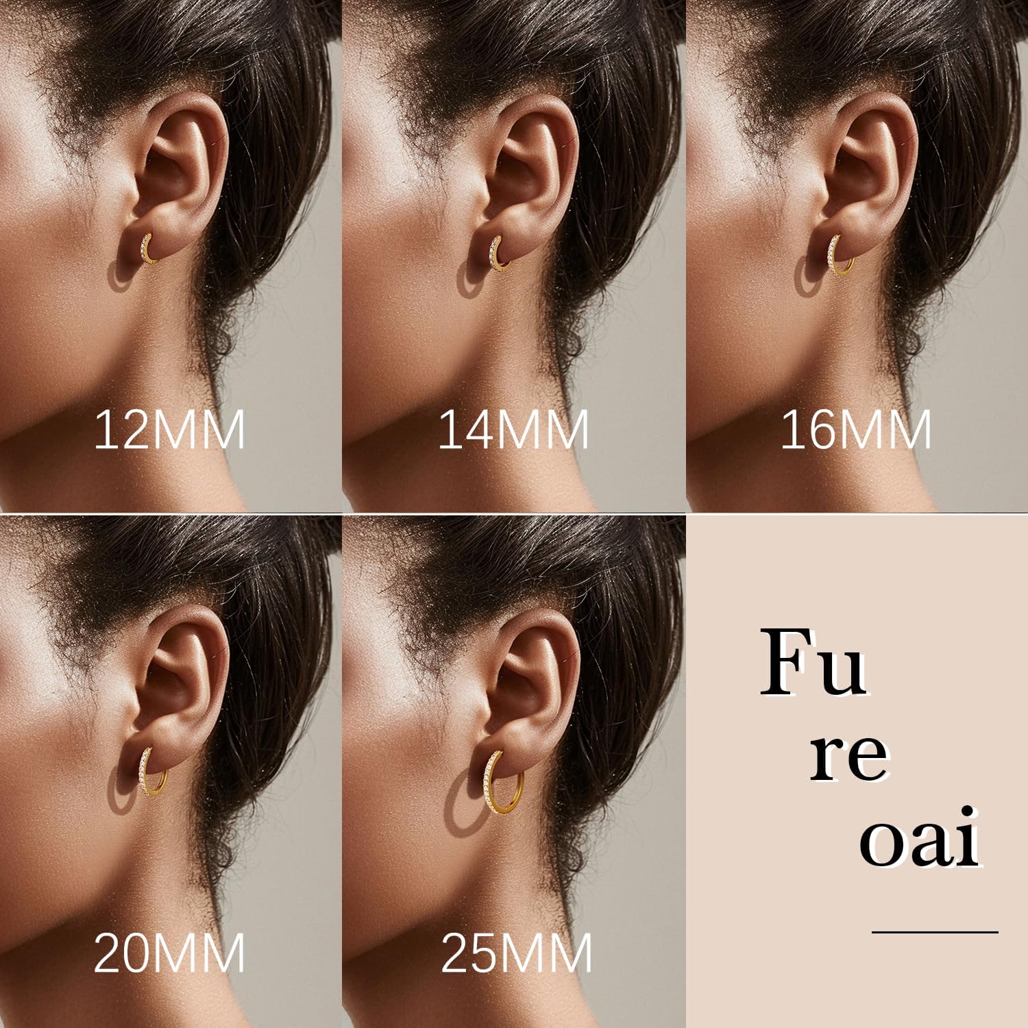 Gold Hoops Earrings for Women 14K Gold Earrings for Women Cubic Zirconia Earring for Womens Hoop Refined and Luxurious Glow with Cubic Zirconia Hoop Earring for Womens 12/14/16/20/25mm - Image 2