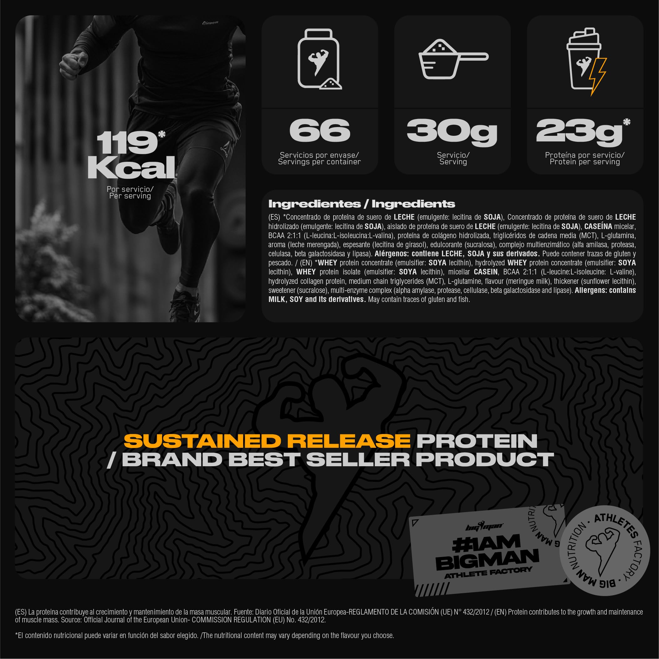 BigMan | Multi-Phase + CREATINE 300 + SHACKER | Proteína Secuencial | Proteína de Suero de Leche | Aislado de Proteína | Caseinato Calcico | Colageno | Gana Masa Muscular (Cookies)