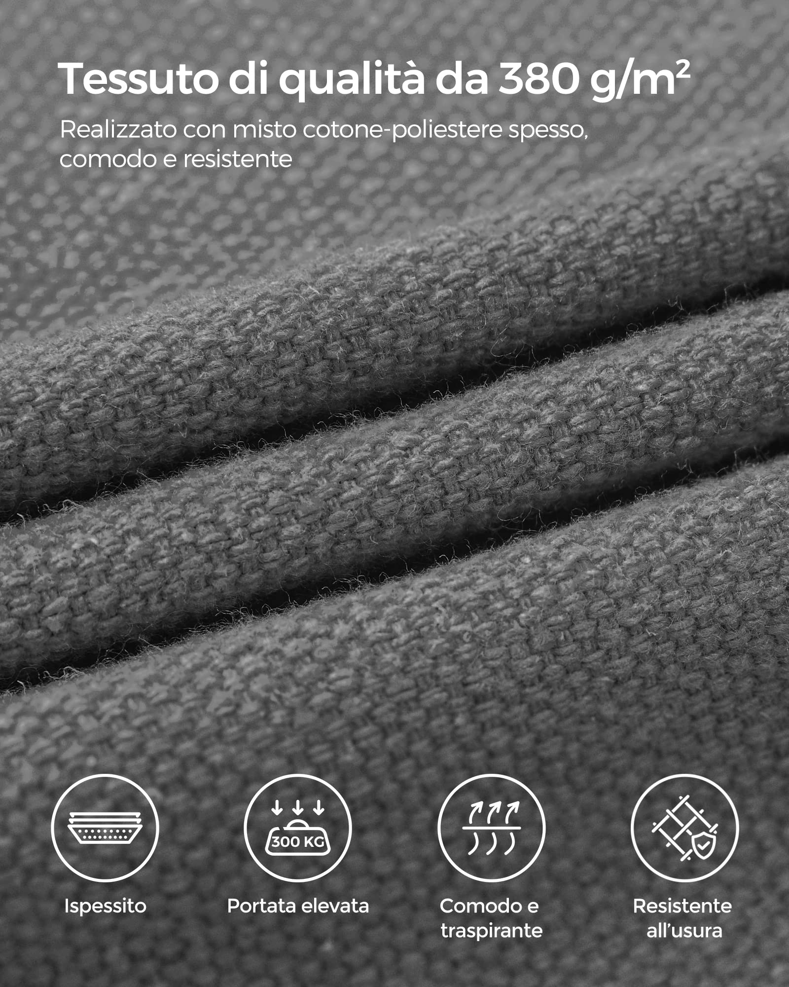 SONGMICS Amaca Doppia 210 x 150 cm 300 kg Grigio GDC15GY