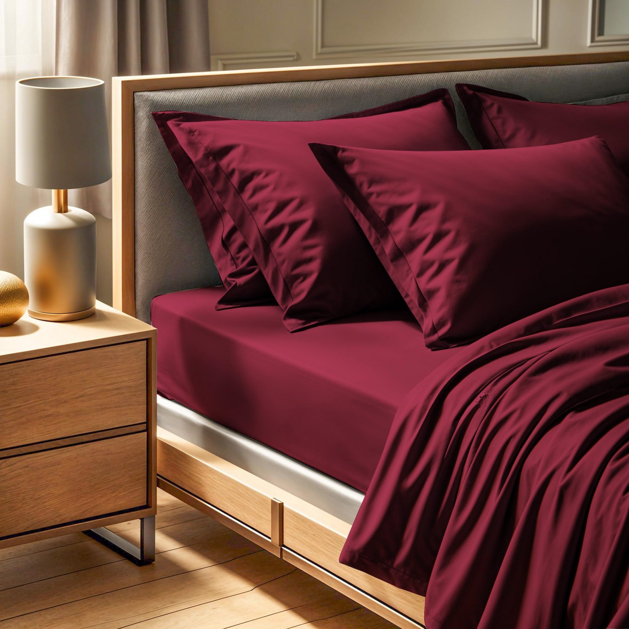 Premium Ranforce Double Fitted Sheet (140 x 190 + 30 cm) - 100% Cotton, 155 Thread Count, Dusty Rose | Machine Washable at 30°C, Soft & Durable