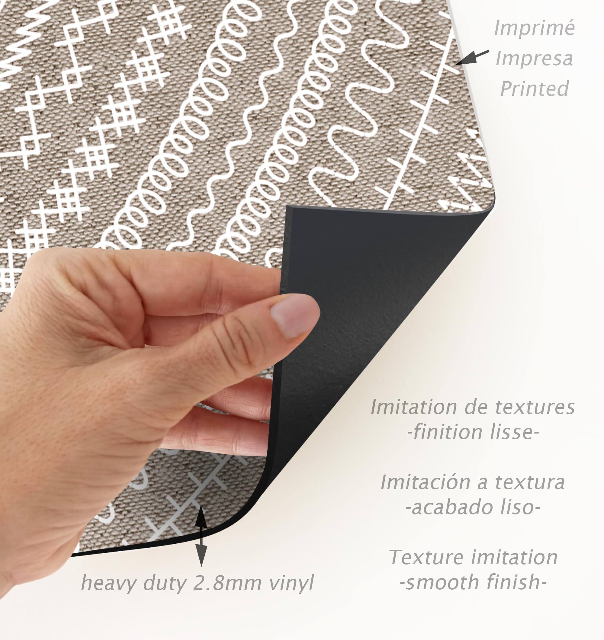 VINILIKO Design | Alfombra Vinílica Redonda Lisa Impresa - Kamal Beige [Diam] 100 cm - Interior y Exterior, Antideslizante, Impermeable, Lavable - Varios Tamaños - Alfombra Vinilo Salón, Terraza