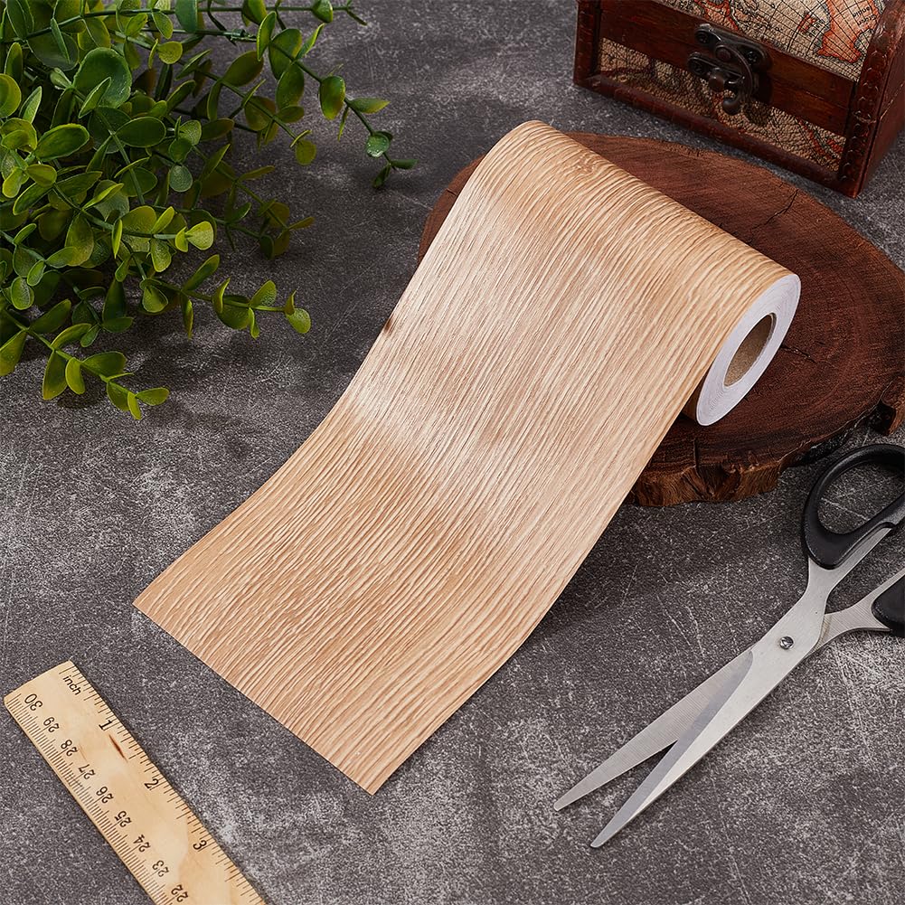 CRASPIRE 3.94in x 10.94yd Oak Wood Grain Tape Door Repair Patch Peru PVC Self Adhesion Waterproof Realistic Textured Furniture Craft Tape Accessories for DIY Wall Floor Table Desk Windows Decoration - Image 3