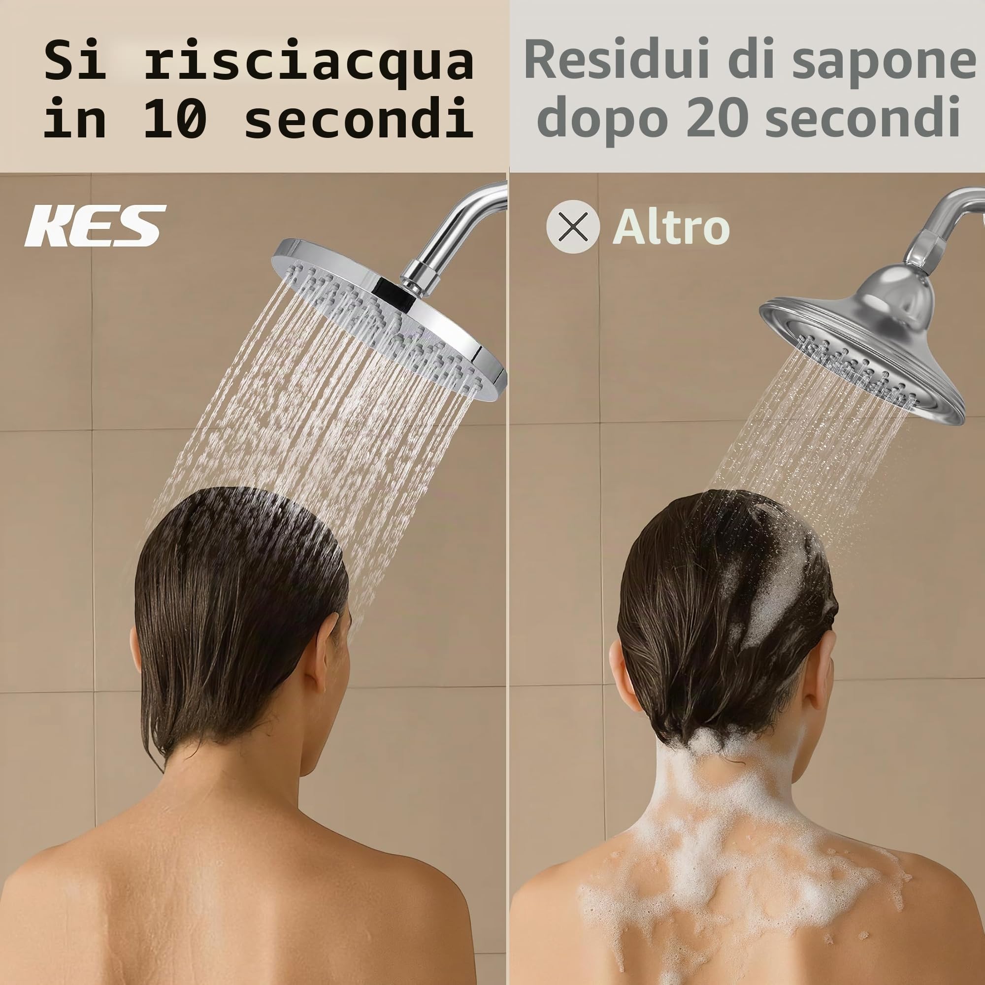 KES Doccia Soffione Grande Soffione Doccia Docce fisse Il giro Diametro 20CM (8 Pollici) Doccia a Pioggia Soffione Doccia Regolabile Cromata Lucida, J201S8-CH