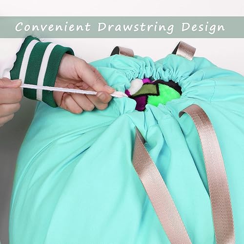 Miniatura 3 de SANFERGE Bolsa de lona de algodón con asas y correas de cordón, bolsas de lavandería extra grandes resistentes para lavandería y hogar, bolsa de