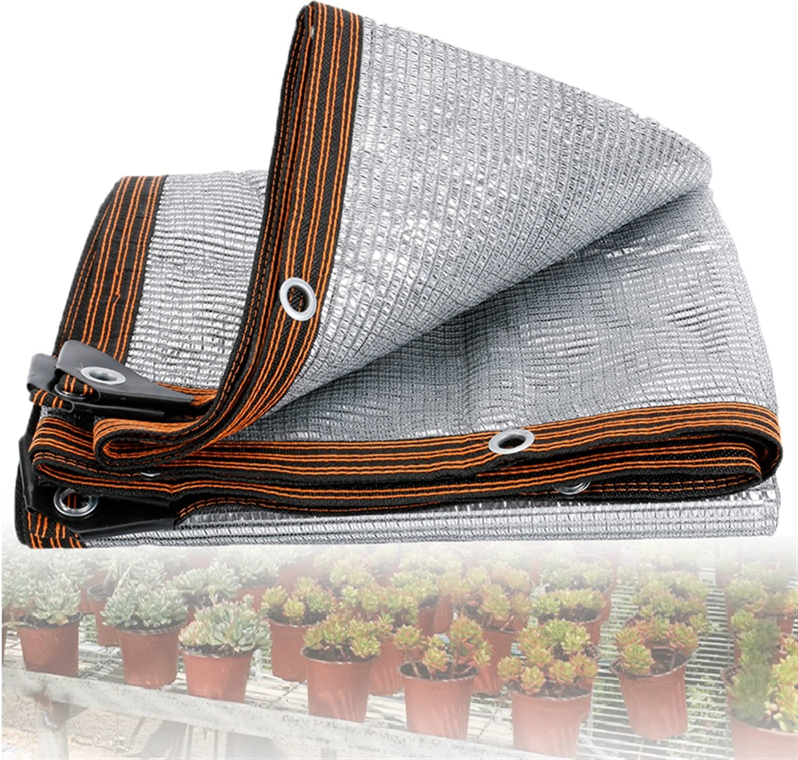 WQPMNYG 55% UV-Resistant Aluminet Shade Cloth - Reflective Sun Shade for Patio Garden Greenhouse Plant Protection Outdoor Mesh with Grommets 3x5m Size