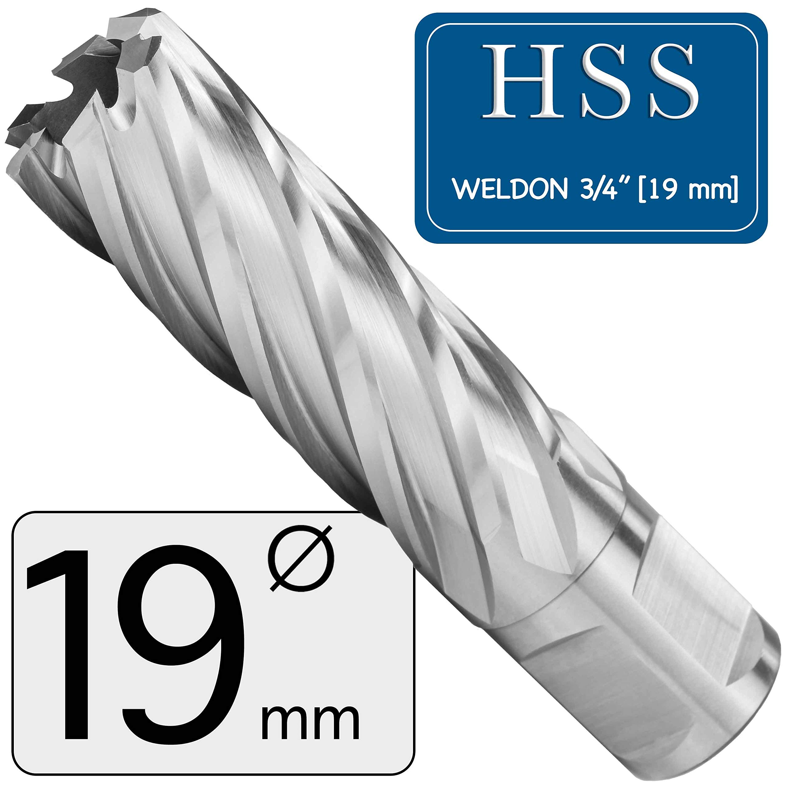 MELVER Punta per trapano HSS Weldon, 19 mm, profondità di taglio 55 mm (19)
