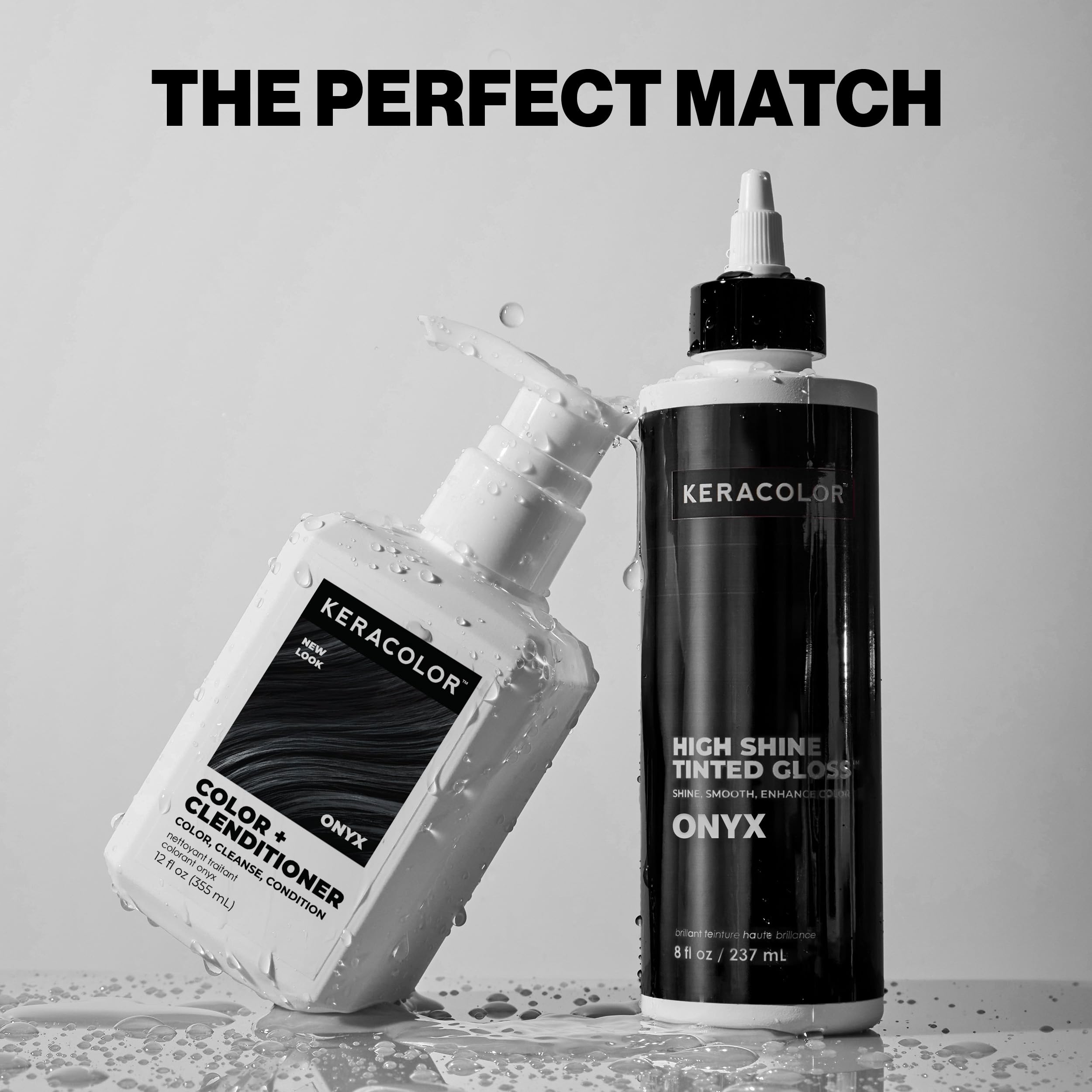 Keracolor High Shine Tinted Hair Gloss, In-Shower Hair Glaze, Sheer Color-Enhancing Glossing Treatment, Onyx, 8 Fl Oz