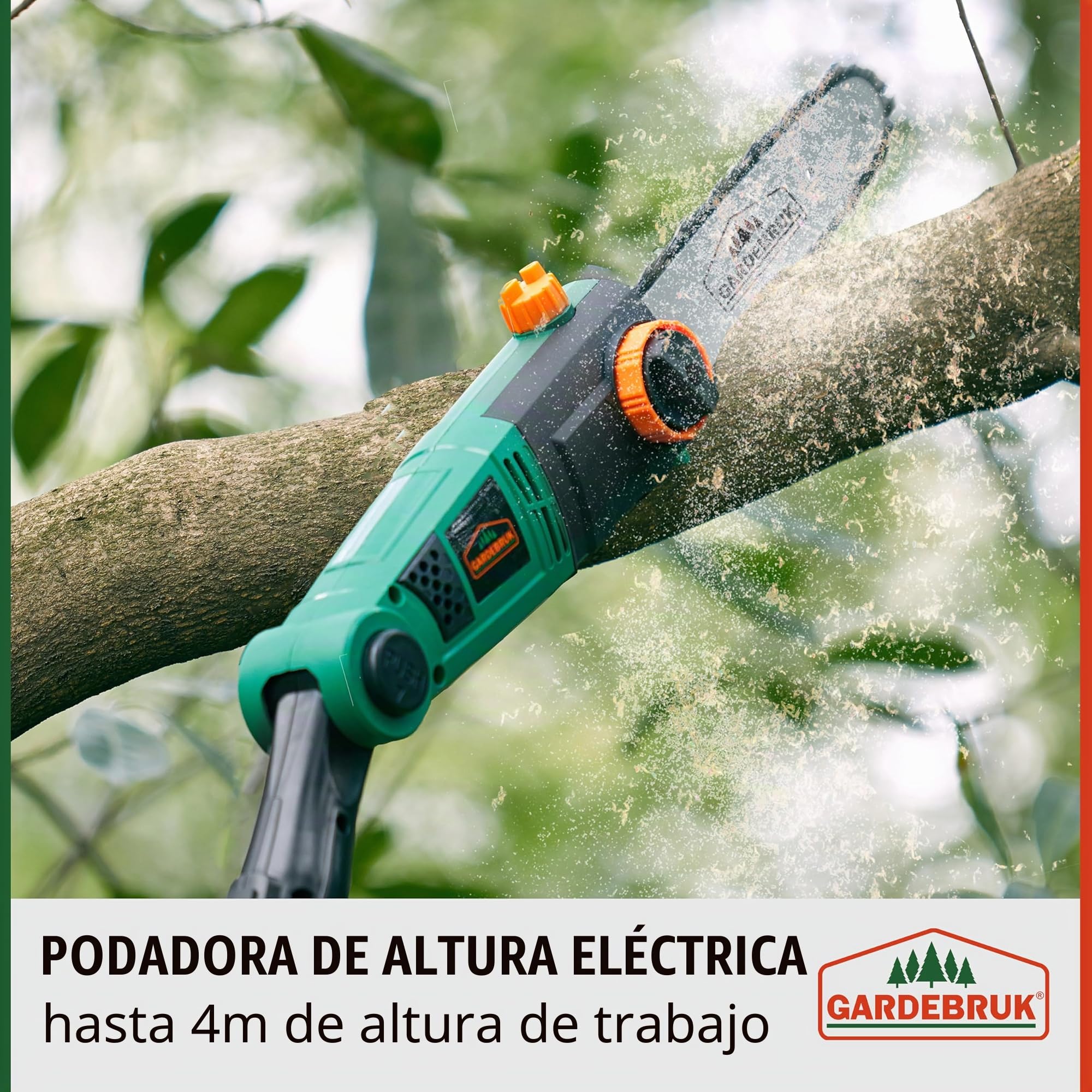 Gardebruk Motosierra eléctrica de 750 W longitud de corte de 26 cm Aluminio cadena calidad Oregon velocidad 9 m/s jardinería