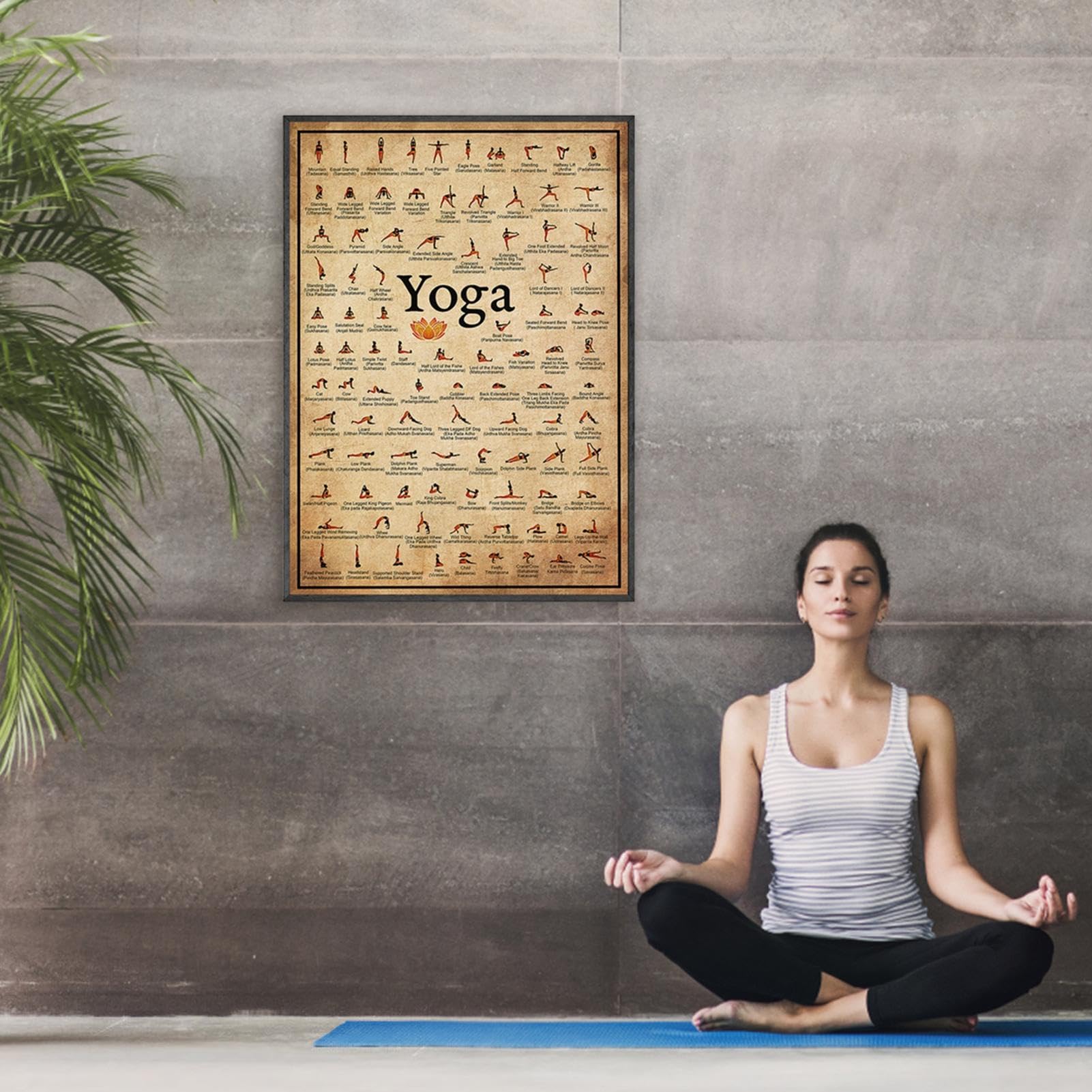 Poster Di Yoga Per La Palestra A Casa – Poster Di Asana Yoga Per L'allenamento Completo Del Corpo | Tabella Di Posizioni Di Yoga In Palestra Per Gli Amanti Di Yoga Per Aumentare