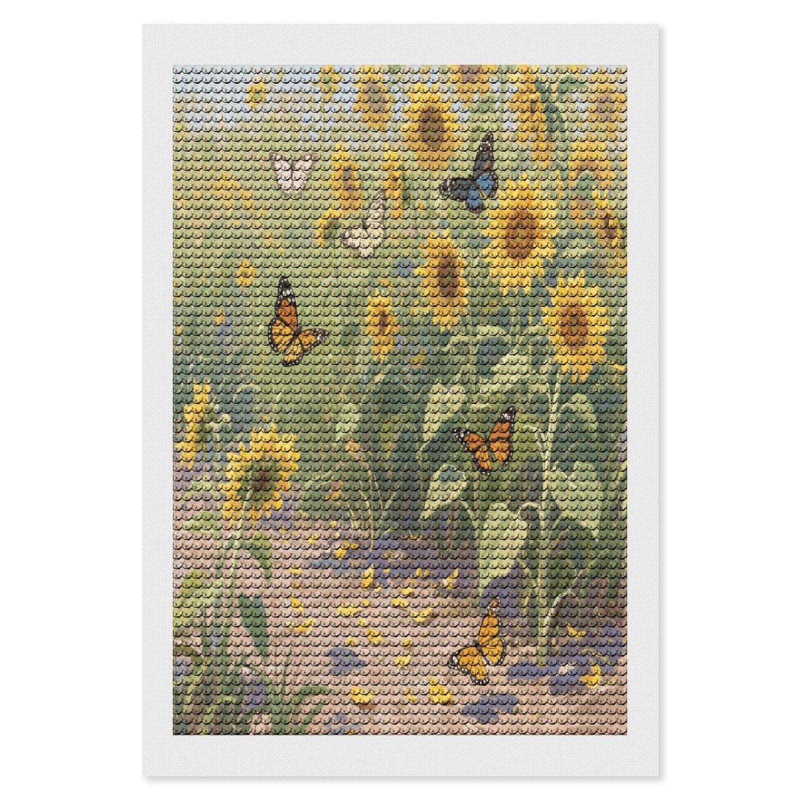 FekiLoot Sunflowers Print Paint by Numbers Kit for Adults Beginner DIY Diamond Dots Paintings Round Full Drill Diamond Art Kits Picture Diamond Art Painting Kits for Home Decor 8"x12"