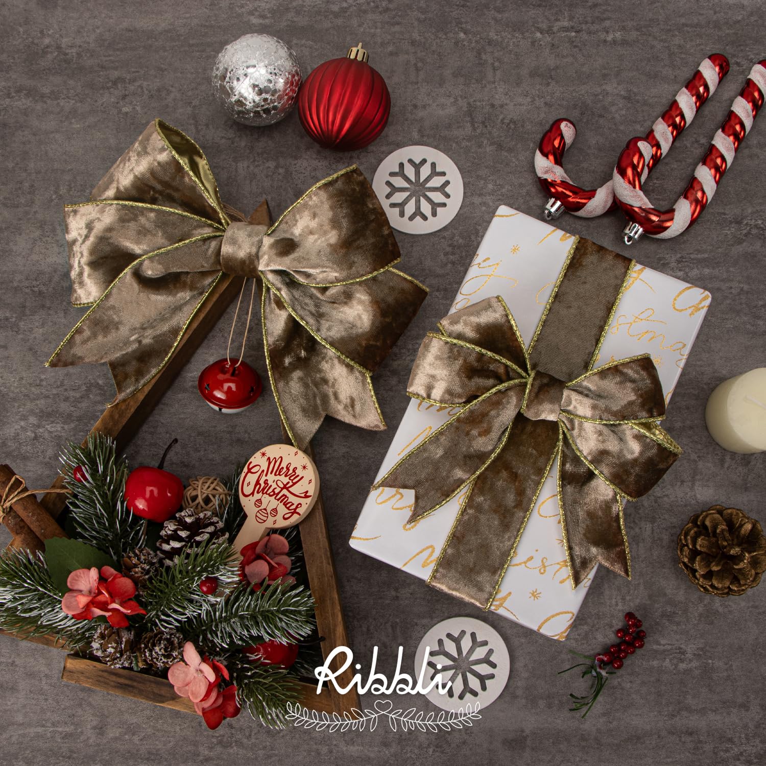 Amazon.com: Ribbli Camel Velvet Wired Ribbon 2.5 Inch Metallic