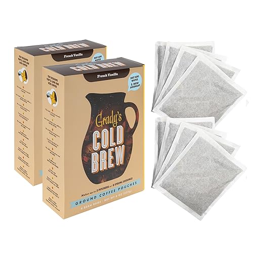 Miniatura 1 de Grady's Cold Brew Café, vainilla francesa, paquete de puf con 8 bolsas de frijoles (2 onzas), 24 porciones en total