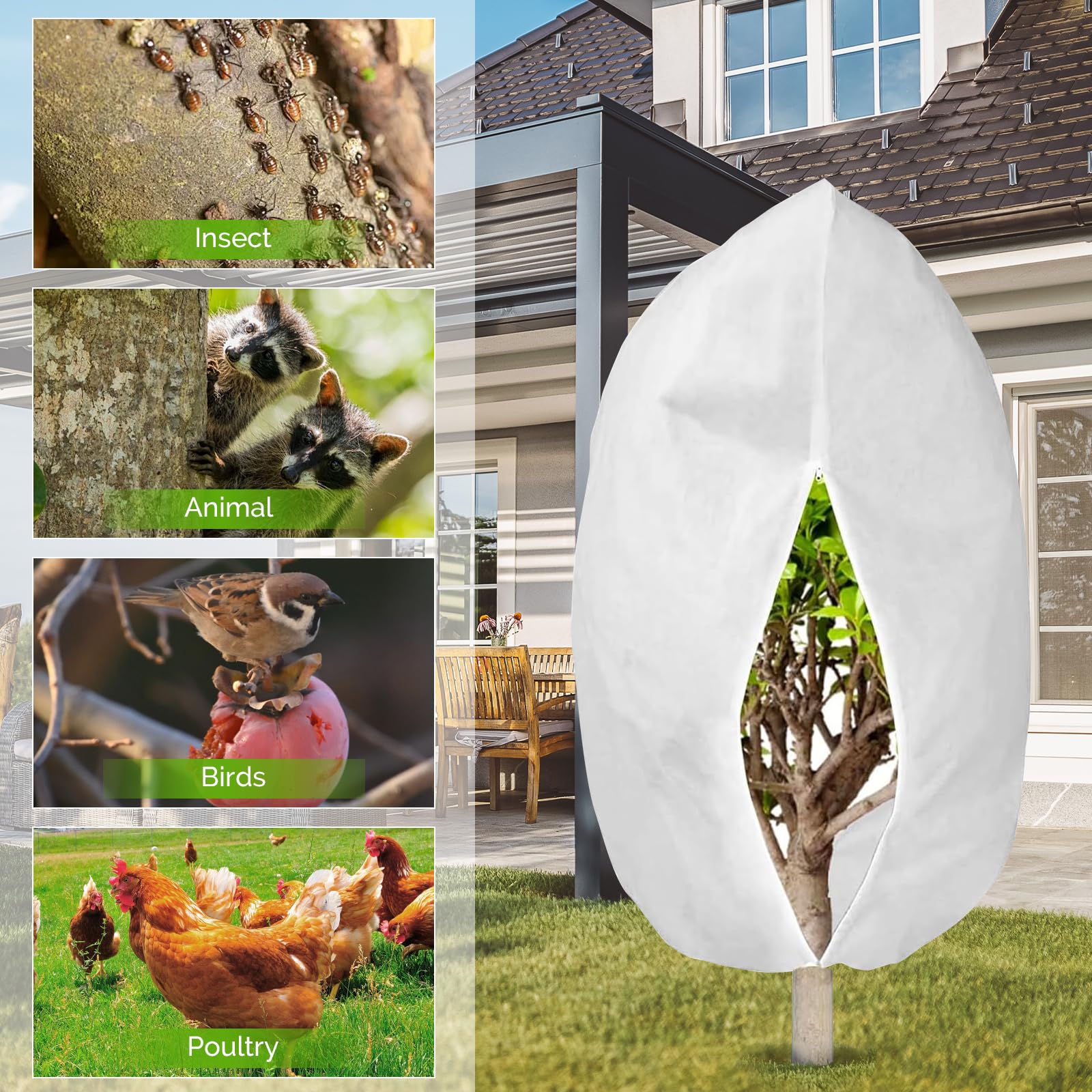 2 Pièces 120 x 180 cm Voile d'hivernage, Respirant 80 g/m² Housse Hivernage Plante avec Fermeture éclair et Cordon de Serrage pour la Protection des Plantes en Extérieur en Hiver