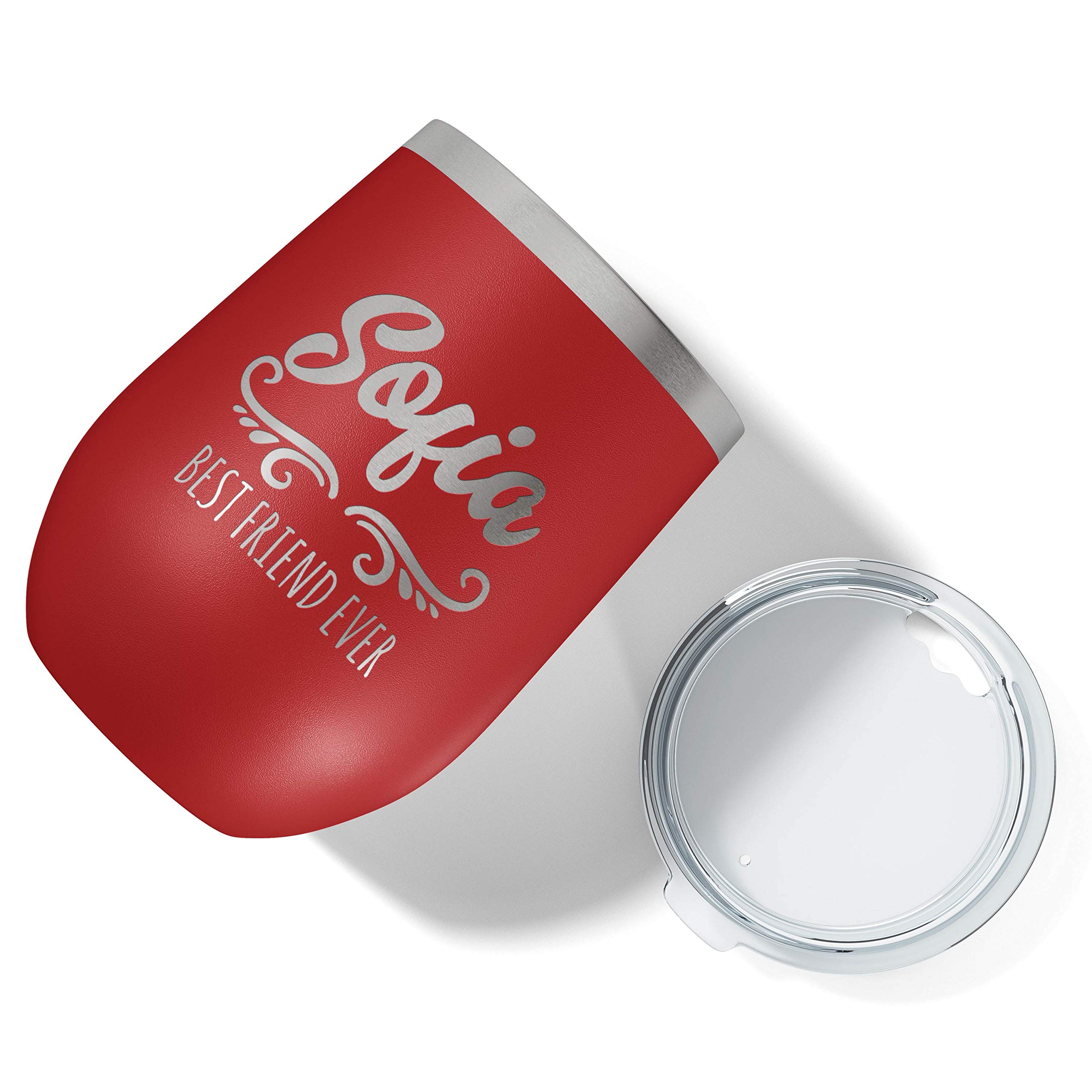 Personalized Wine Tumblers, 12 oz Red, 12 Designs, Stainless Steel Custom Wine Tumblers, Double-Wall, Vacuum Insulated - Personalized Gifts for Women