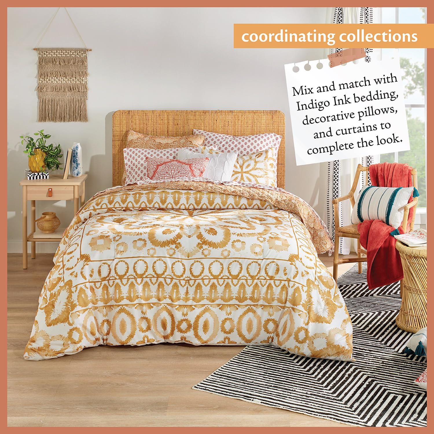 Indigo Ink - Washable Area Rug, Stain Resistant, Geometric Boho Decor, Easy to Clean, Ideal for Living Room, Bedroom, Office (6' x 9', Panther Black/White)