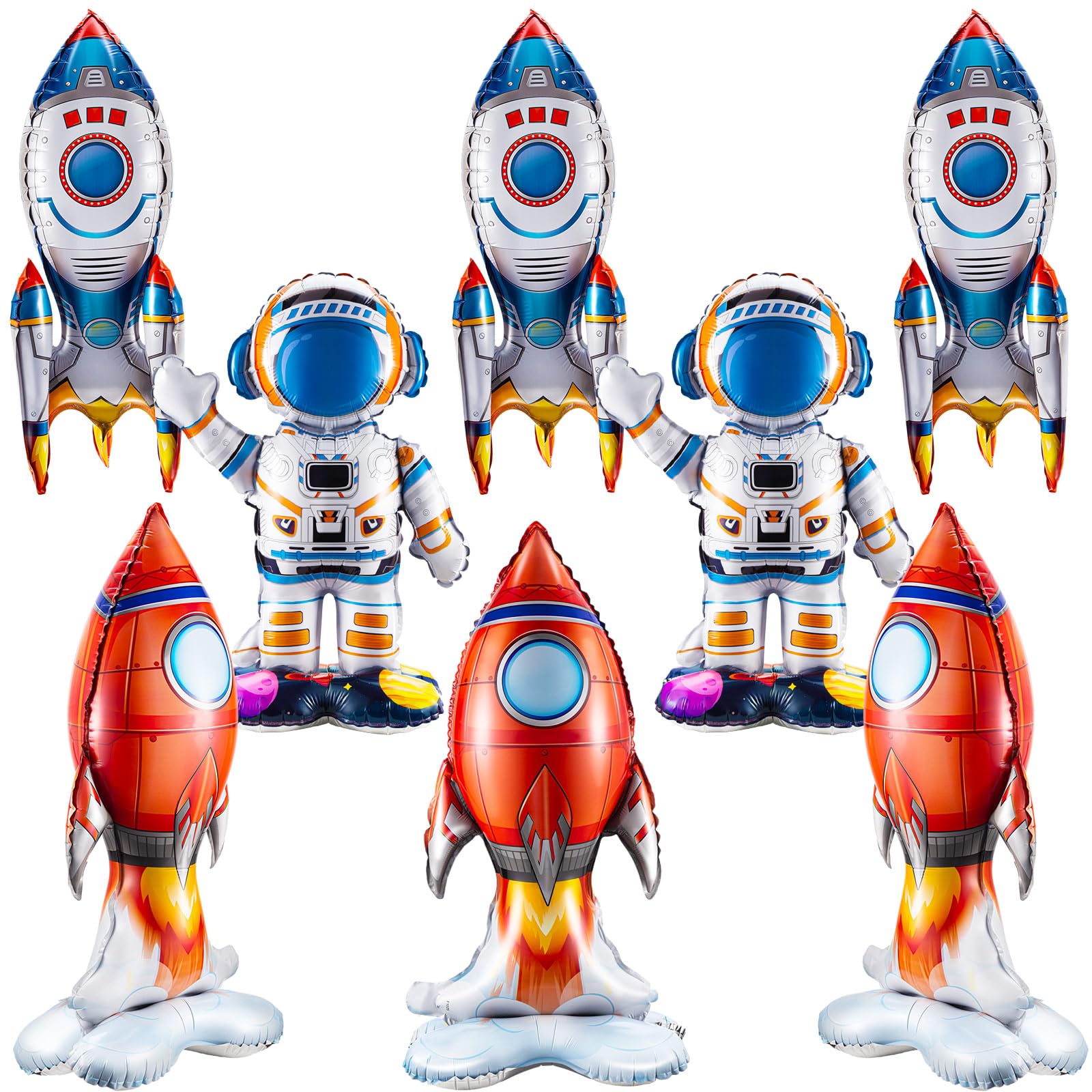 8 Pcs Outer Space Foil Balloons Rocket Balloons for Space Astronaut Spaceship Rocket Theme Birthday Party Decoration Planet Party Decoration