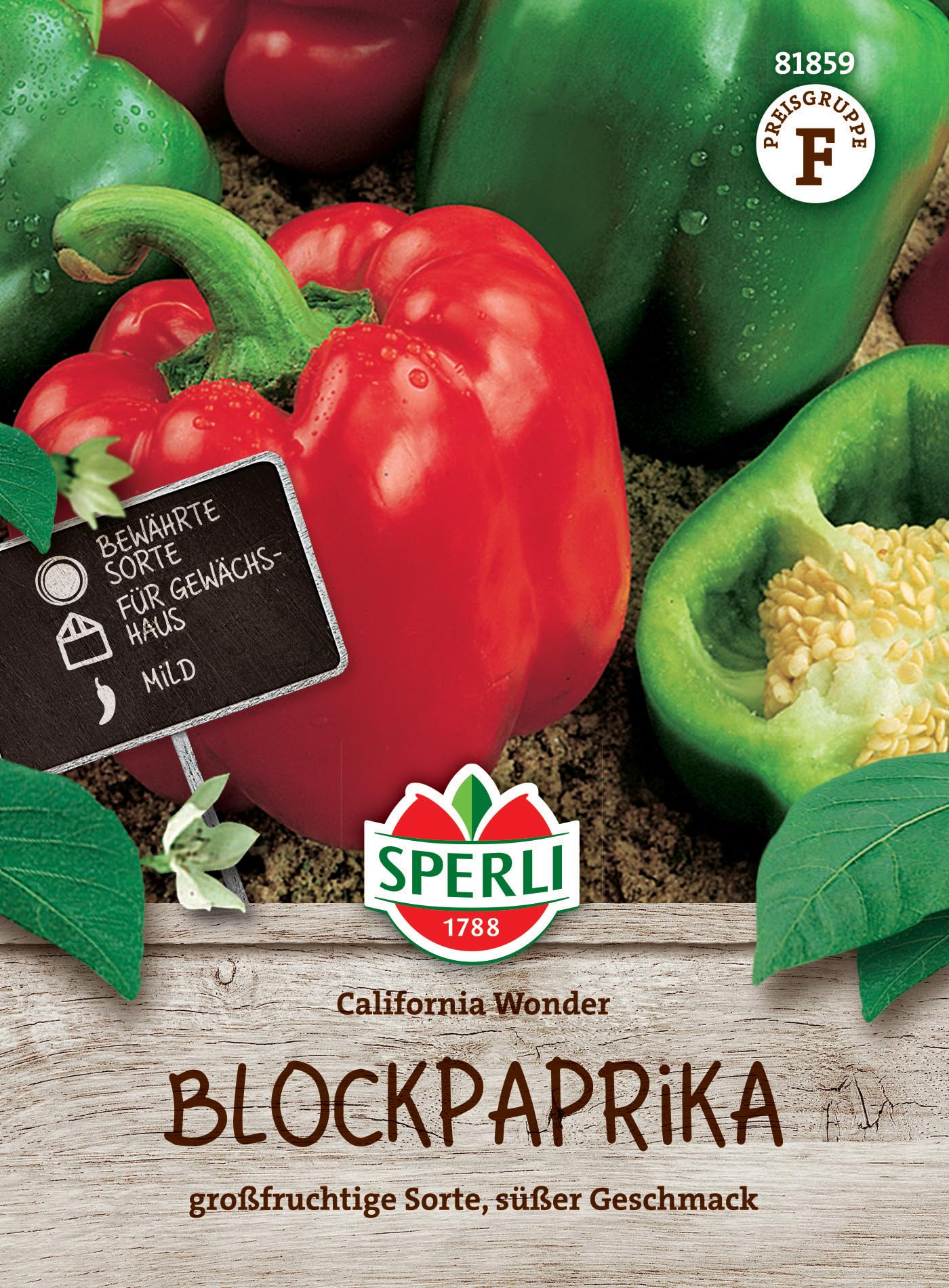 Sperli Blockpaprikasamen California Wonder 81859 – großfruchtige Sorte, süßer Geschmack - Inhalt für 40 Pflanzen - Samen Gemüse, Gemüsesamen, Gemüsepflanzen