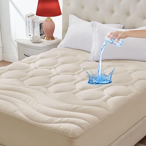 Protector de colchón impermeable de tamaño matrimonial, suave, transpirable, protector de colchón de cama matrimonial, sin ruido, a prueba de orina,