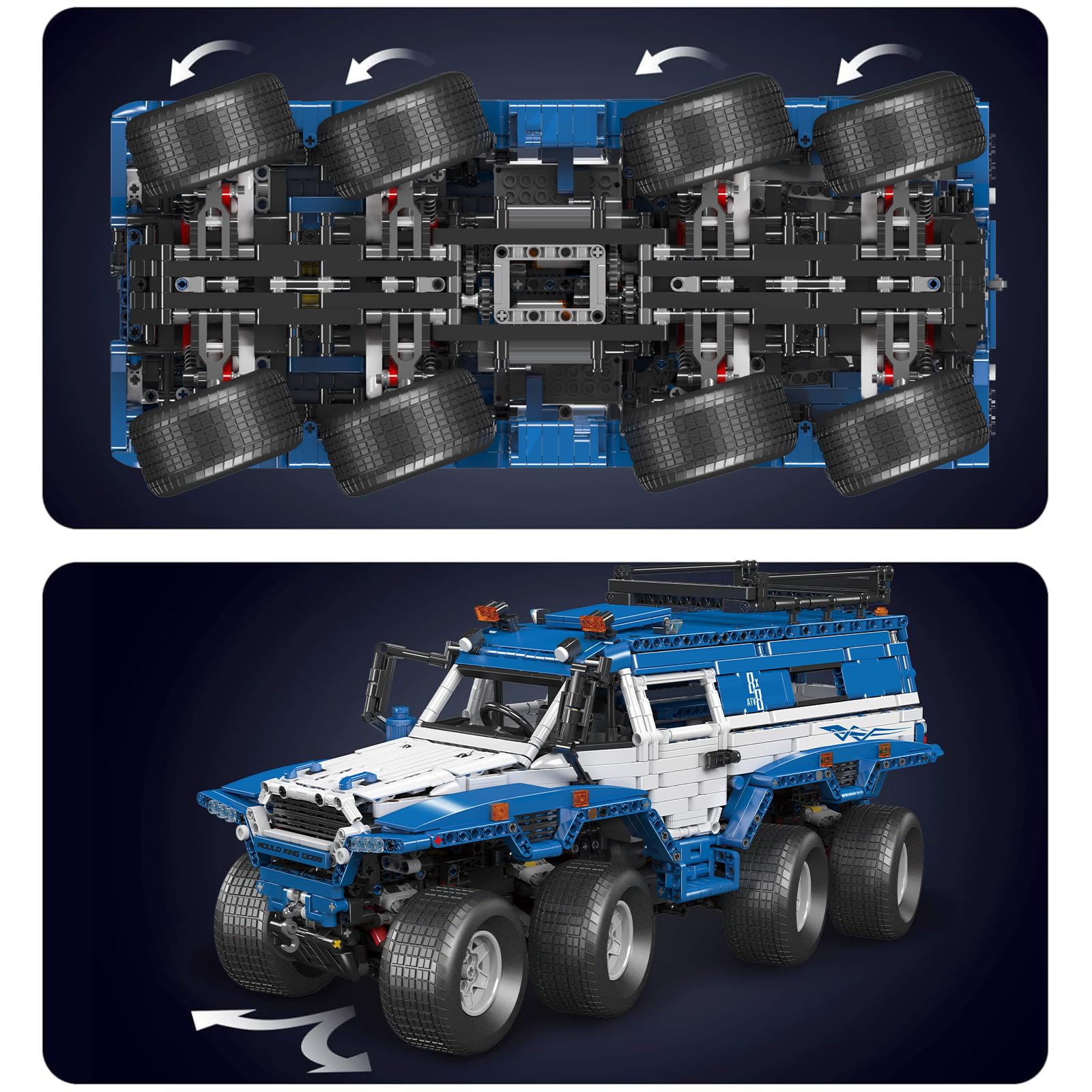 Mould King 13089 Technik Ferngesteuert Avtoros Shaman 8×8 Geländewagen APP Technologie Truck-Modell mit 8 Rädern und 5 kraftvollen Motoren Technologie Bausatz Modell (3062+Teile)