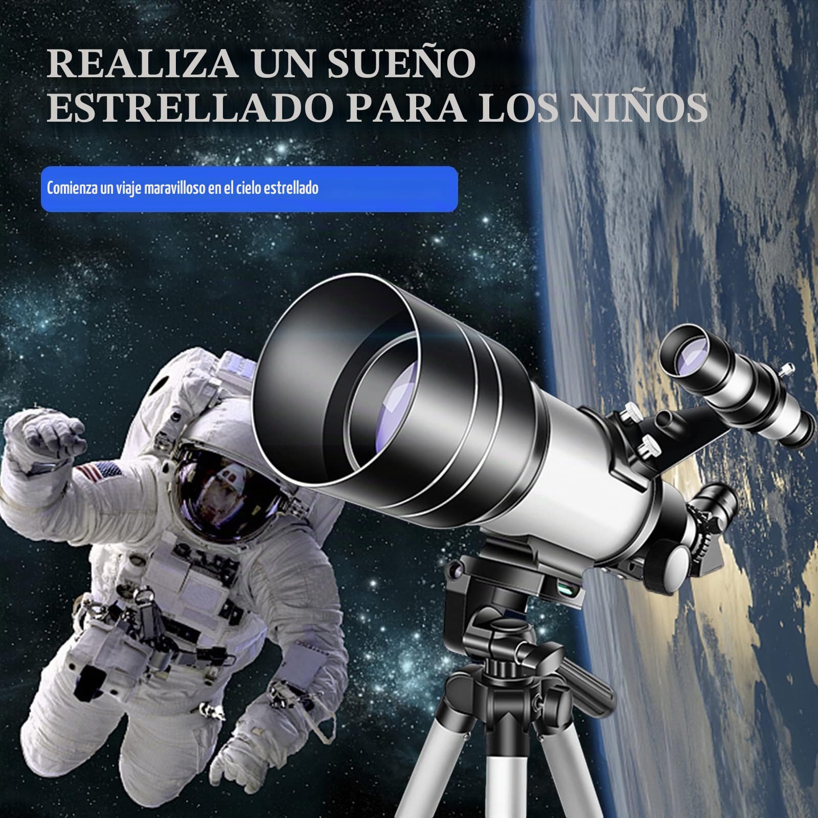 Telescopio astronómico para adultos/adolescentes/niños, 300/70 mm, refractor telescopio, telescopio para principiantes, astrónomos aficionados, con trípode, 3 oculares y adaptador de teléfono