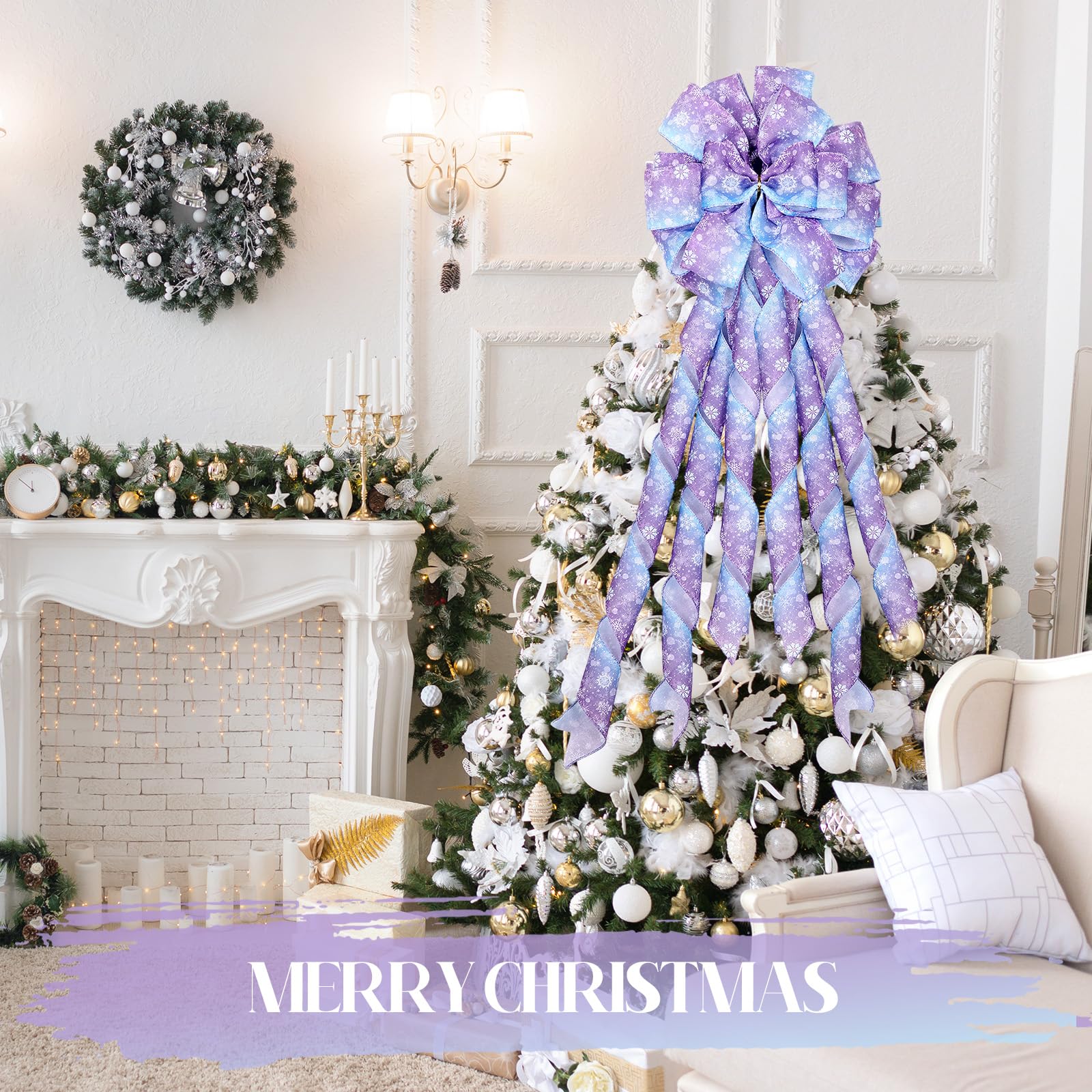 Snapklik.com : Croknit Snowflake Christmas Tree Topper Bow Wreath 45 X