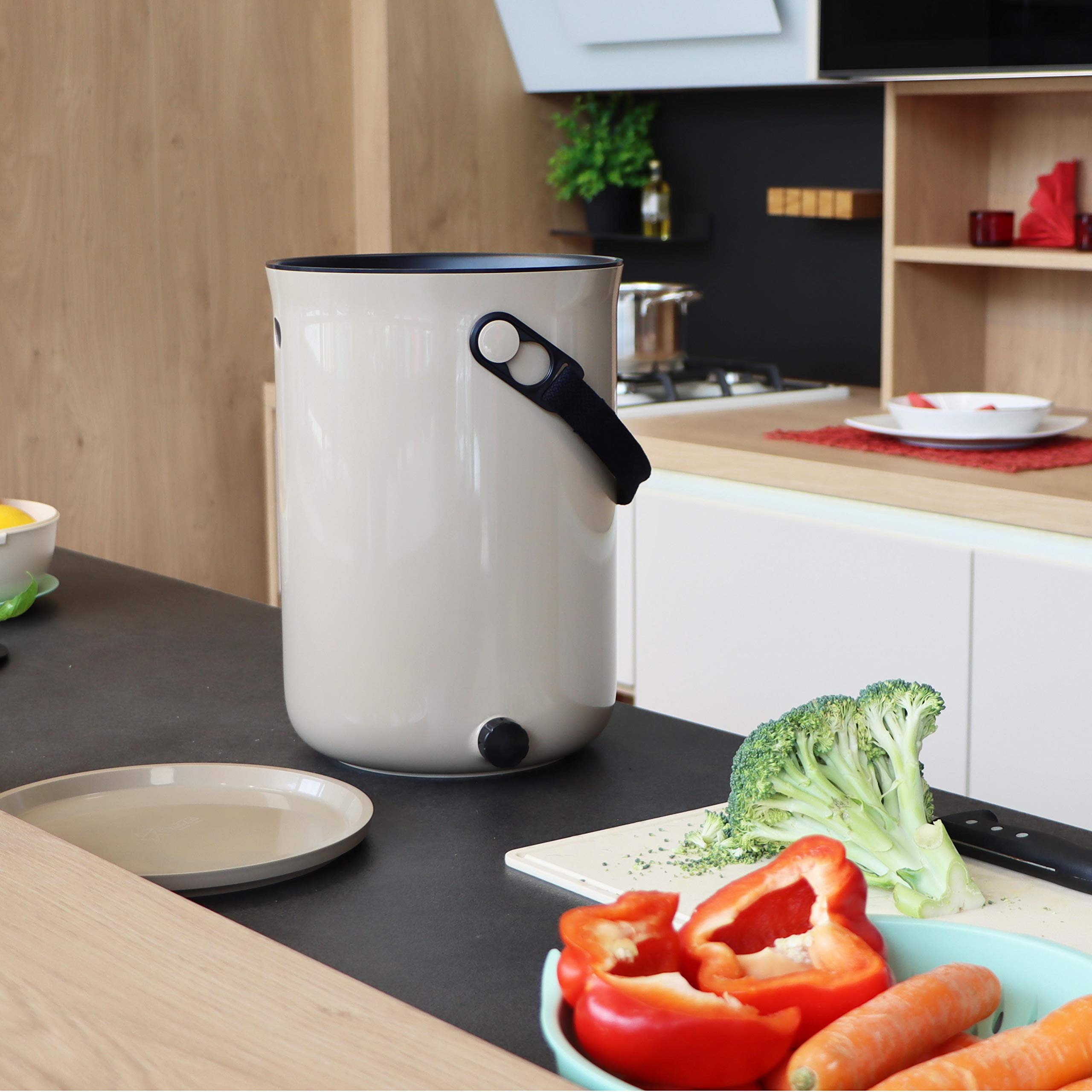 Lot de 2 seaux Bokashi Organko 2 Blanc (9,6L) | Composteur Organique avec compacteur + 1 kg d'Activateur EM-1 de Fermentation fabriqué en France