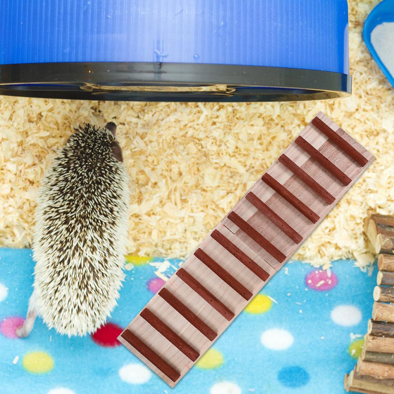 SHINEOFI Échelle en Bois pour Petits Animaux Matériau Naturel et Sûr, pour Cage, Favorisant Exercice et Jeu sans Bavure, Couleur Kaki