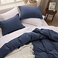 Vista 244 de Bedsure Juego de funda de edredón, tamaño individual, suave y prelavado, blanco, 2 piezas, 1 funda de edredón de 68 x 90 pulgadas, cierre