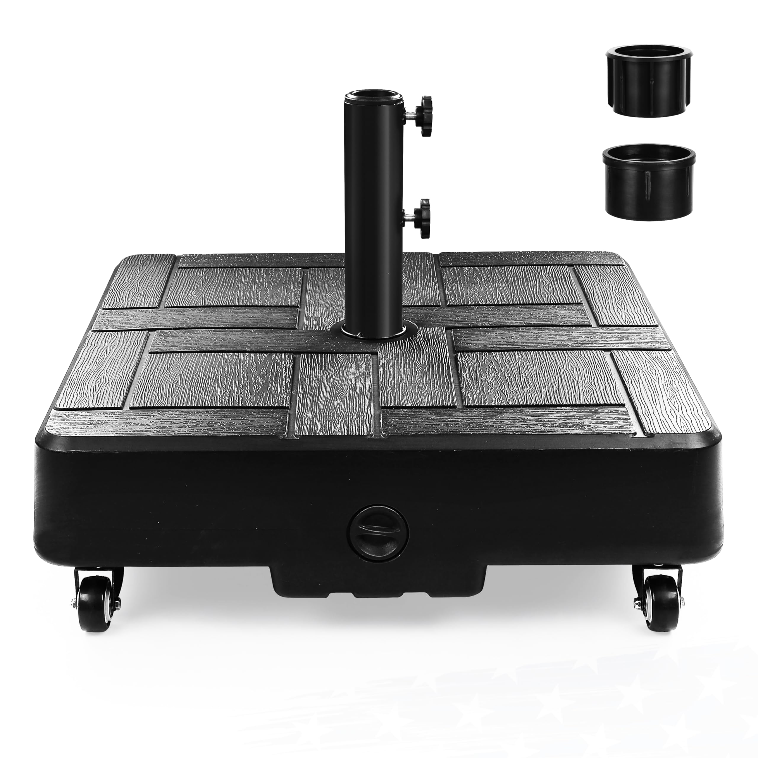 FRUITEAM Umbrella Base with Wheels, 100 LBS Heavy Duty Patio Umbrella Stand, Fillable Weighted Umbrella Base Holder for Patio, Deck, Poolside, Rust-Resistant and Windproof Design
