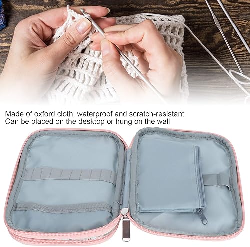 Miniatura 4 de GLOGLOW Estuche de gancho de ganchillo, organizador de viaje de doble cara con cremallera para agujas de ganchillo y otros accesorios de tejer
