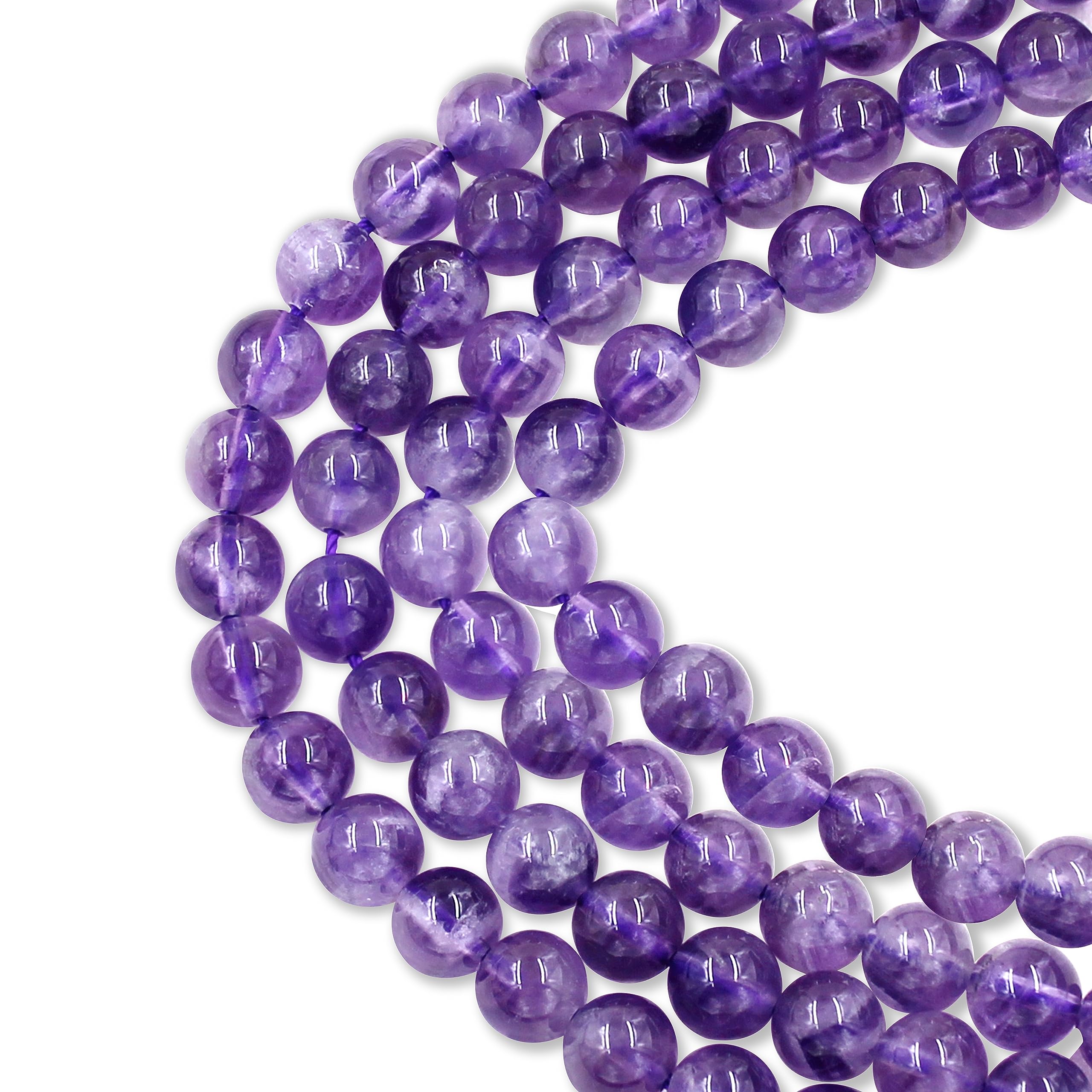 180pcs 6mm Round Amethyst Loose Stone Beads for Jewelry Making DIY Crafts Design with 10m Stretch Cord — image 1