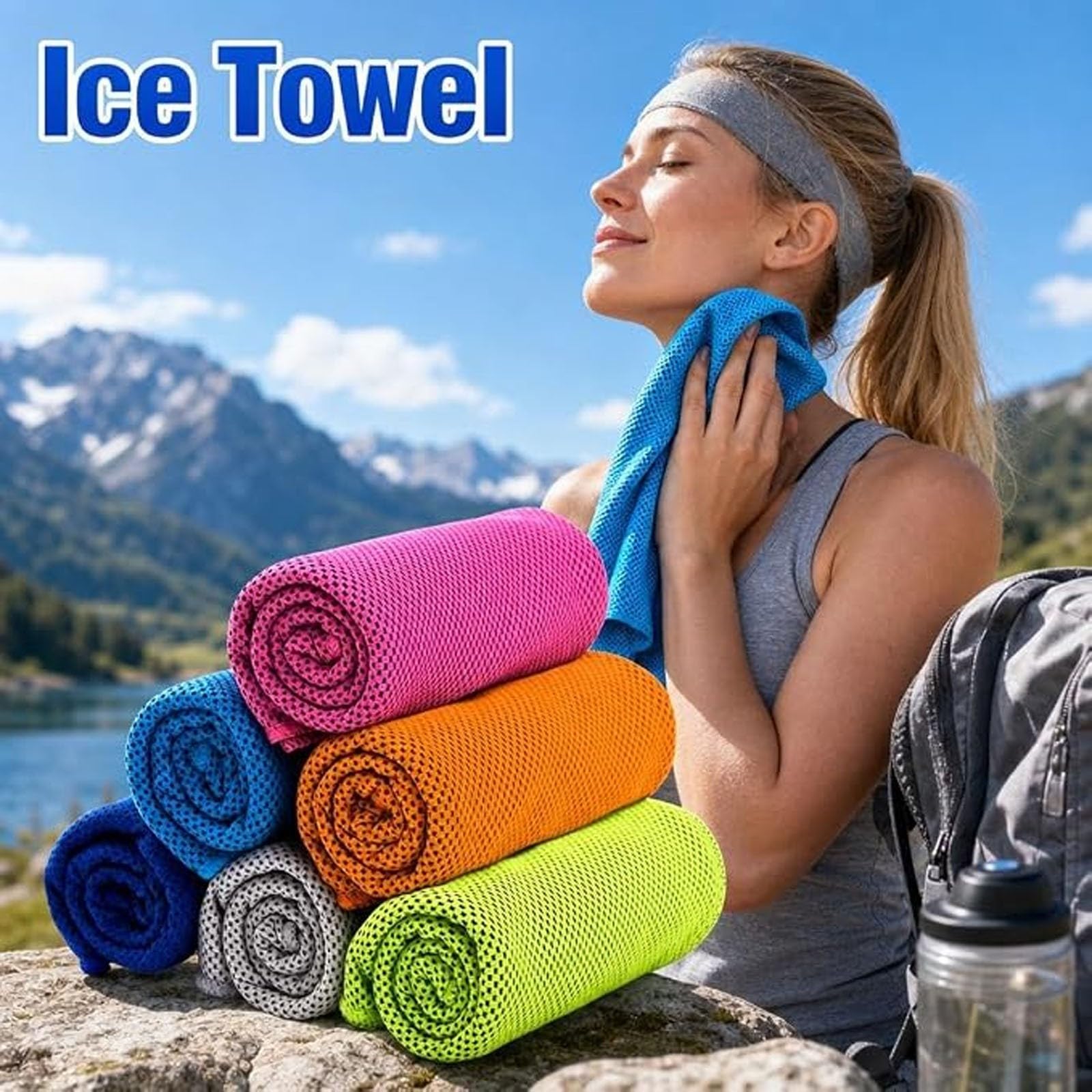 Serviette Rafraîchissante, Serviette Rafraîchissante Avec Poche À Glace, Serviette Glacée, Serviette Pour Absorber La Transpiration Au Niveau Du Cou Et Du Visage, Idéale Pour Le Yoga Et Le Sport G