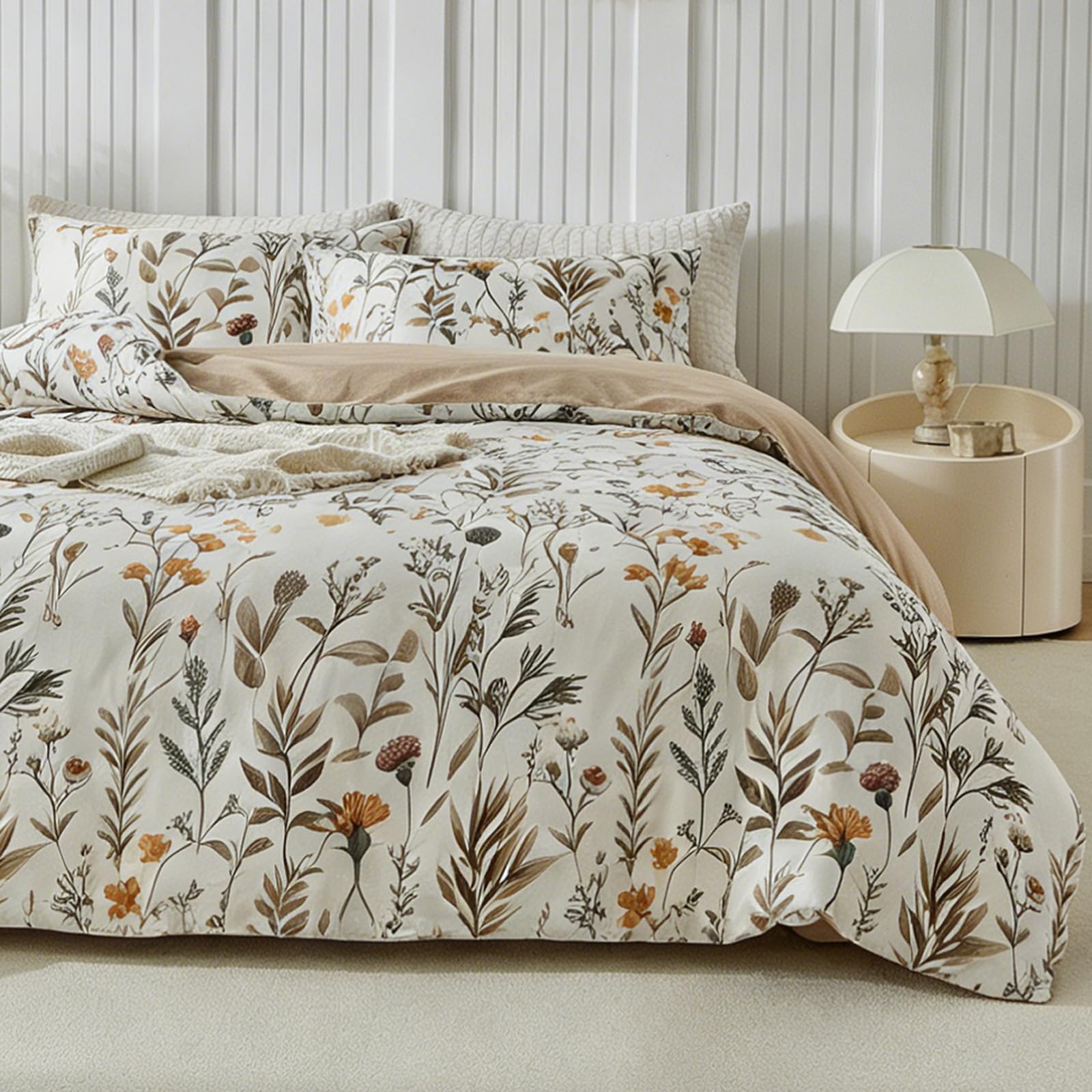 TTCM 4 Piece King Size Duvet Cover Sets with Fitted Sheet, Colorful Floral King Duvet Cover Set with Zipper Closure, Floral Patterned Bedding Set, Ultra Soft Microfiber Duvet Cover (230x220cm)