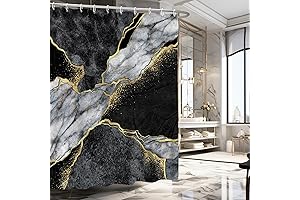 Gold Black Marble Luxury Shower Curtain