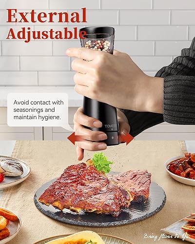 Miniatura 51 de Juego de molinillo eléctrico de sal y pimienta con base de almacenamiento, juego de molinillo de sal y pimienta recargable de acero inoxidable