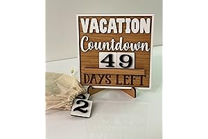 Personalized Vacation Countdown Home Decor Wood Sign With Stand - One Year Planning Calendar