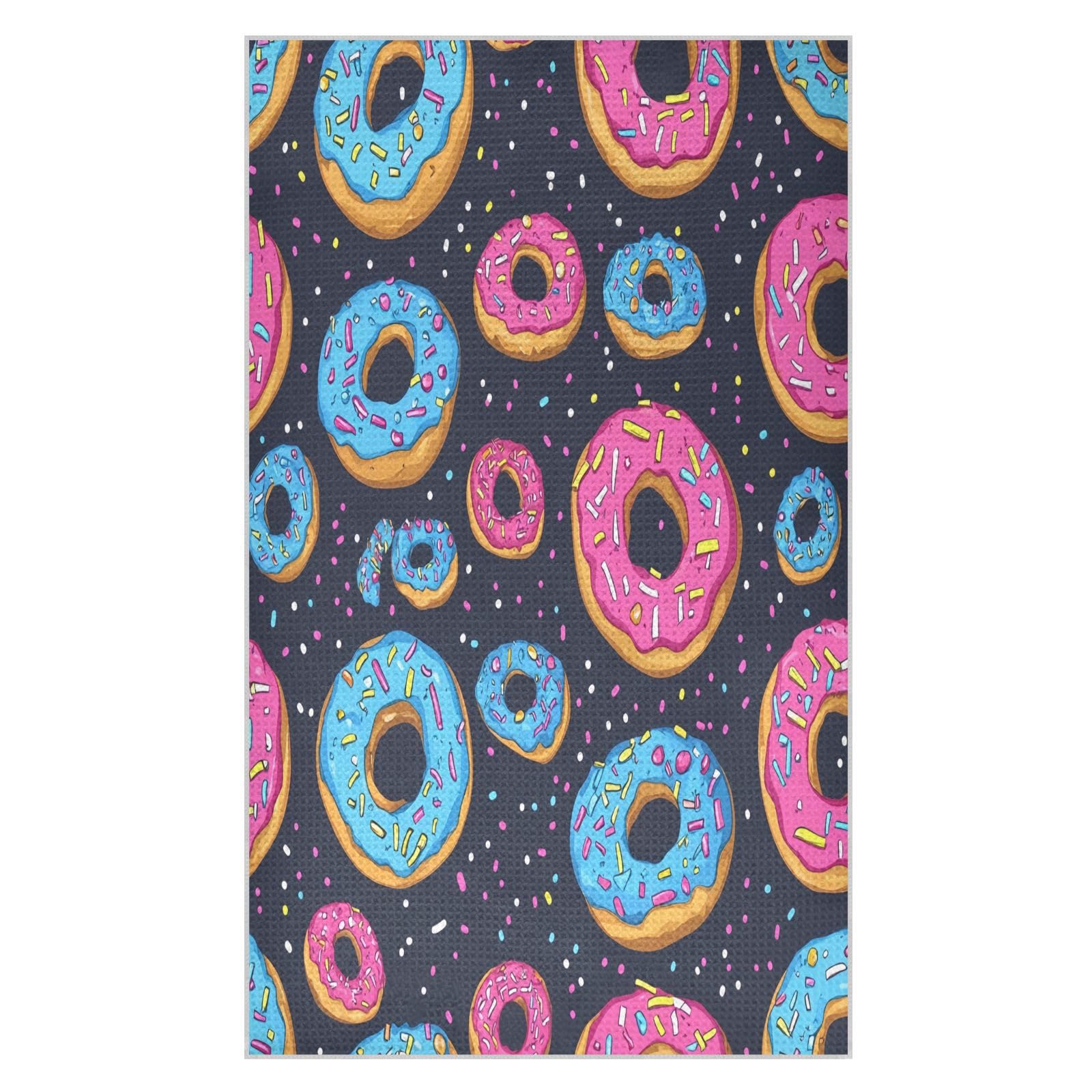 BURSTDDY Colorful Donuts Kitchen Towels,Absorbent Dish Towels 2 Pack