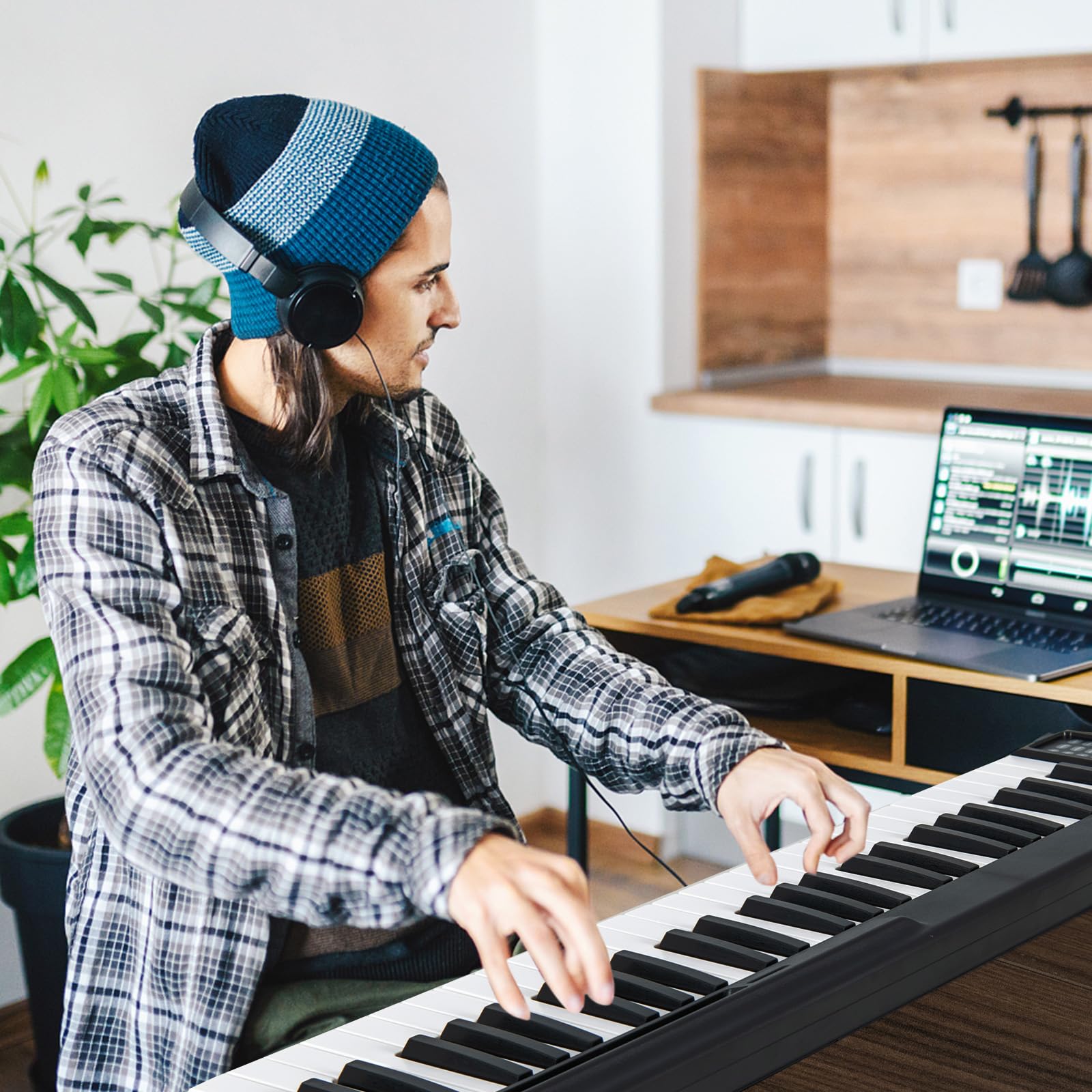 COSTWAY Tastiera Elettronica 88 Tasti, Pianoforte Digitale in 2 Tastiere, Portatile con Borsa per Tastiera Elettronica, Bluetooth/MIDI/USB, per Principianti Bambini Adulti (Nero)